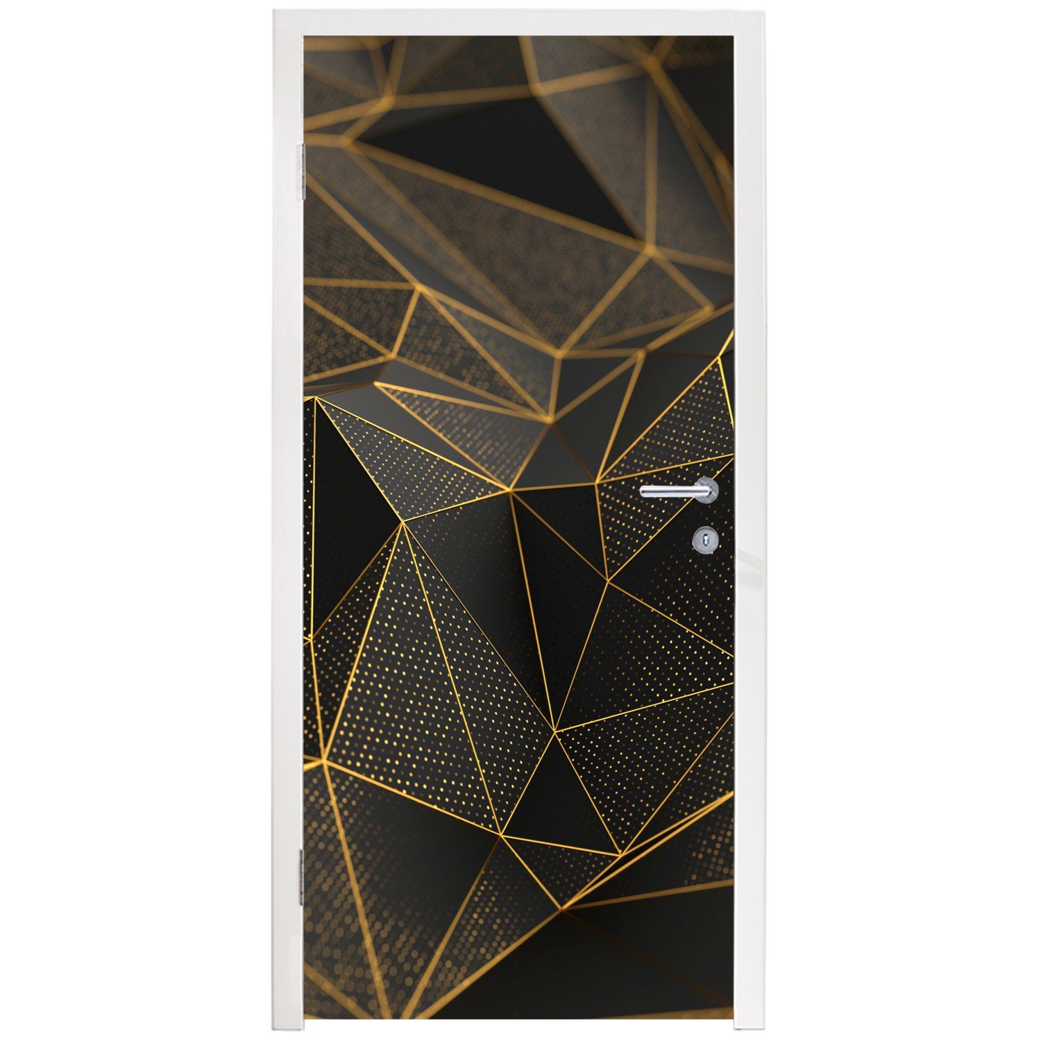 Fototapete Luxus (1 Türtapete - 75x205 für Tür, - 3D Abstrakt Matt, - - bedruckt, cm Kunst, Gold St), MuchoWow Türaufkleber,