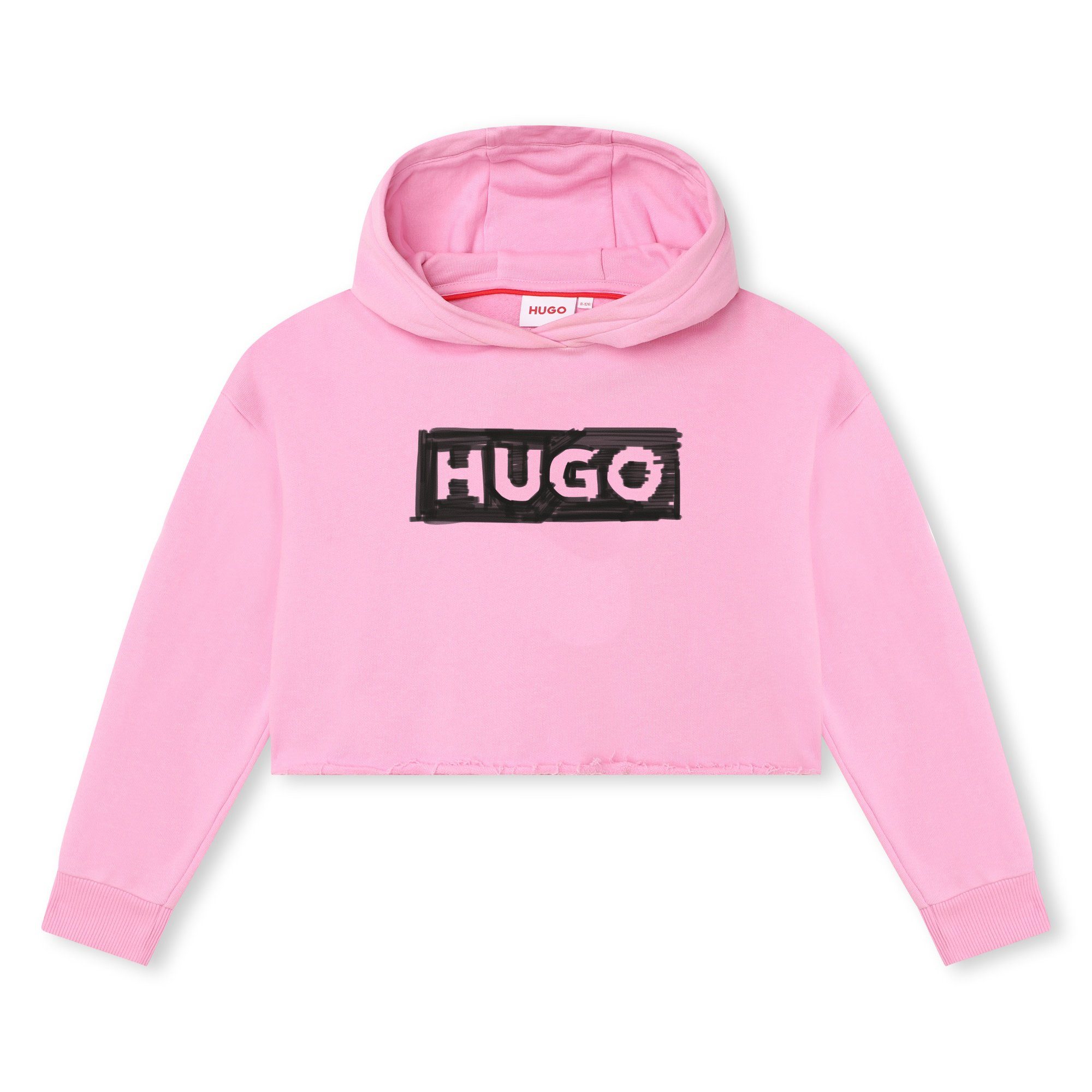 HUGO Kapuzenpullover HUGO Kids Kapuzenpullover Rosa mit schwarzem Logo