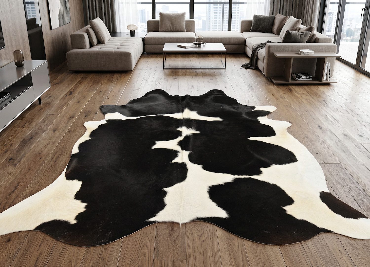KUHFELL online & NOMAD Fellteppich KUHFELL RINDERFELL TEPPICH SCHWARZ WEISS ca. 220 x 190 cm, Material: handsortiertes echtes Kuhfell Holstein rind aus Brasilien