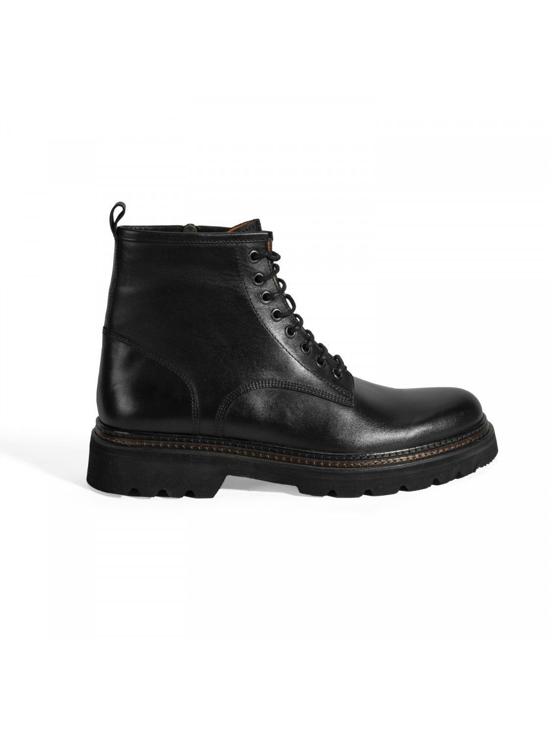Desa Herren-Ankle-Boots aus Leder – Schnürung, Reißverschlussdetail, flach günstig online kaufen
