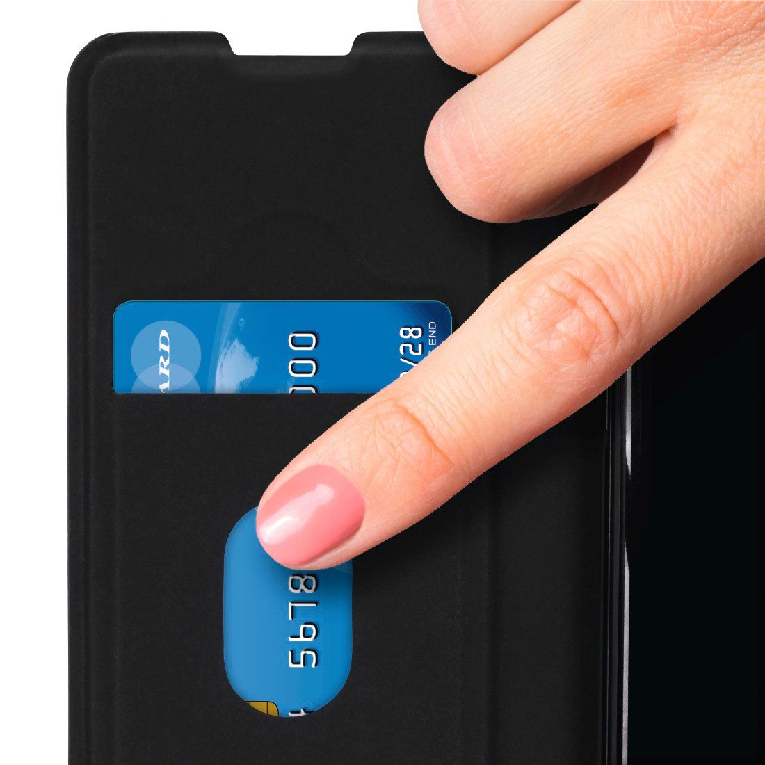 Hama Smartphone-Hülle Booklet für Apple iPhone 13 mini aus resistentem Kunstleder, Standfunktion und Einsteckfach mit Fingeröffnung
