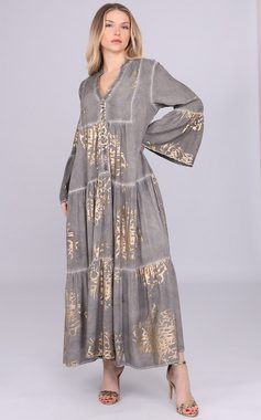 YC Fashion & Style Sommerkleid Vintage-Washed Maxikleid im Bohème-Stil Boho, Hippie, in Unifarbe