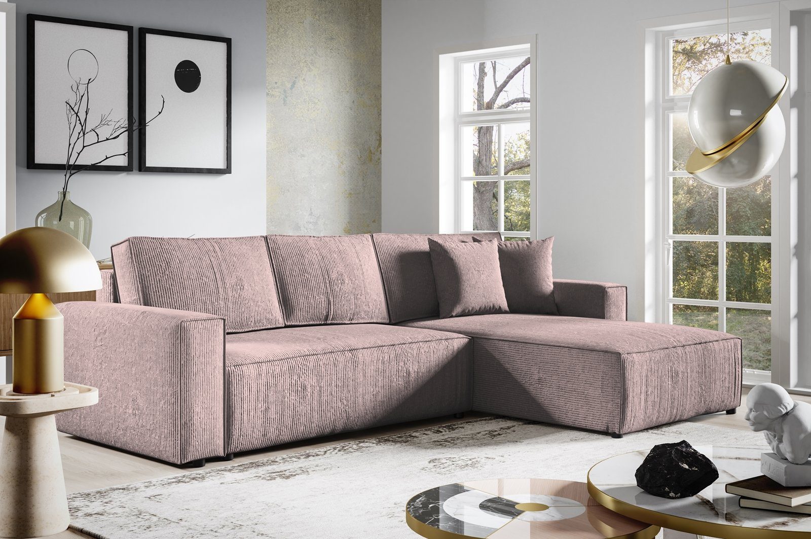 Beautysofa Ecksofa »L-förmig Ecksofa ELIAS Couch mit Schlaffunktion + Stauraum  Sofa 290cm« online kaufen | OTTO
