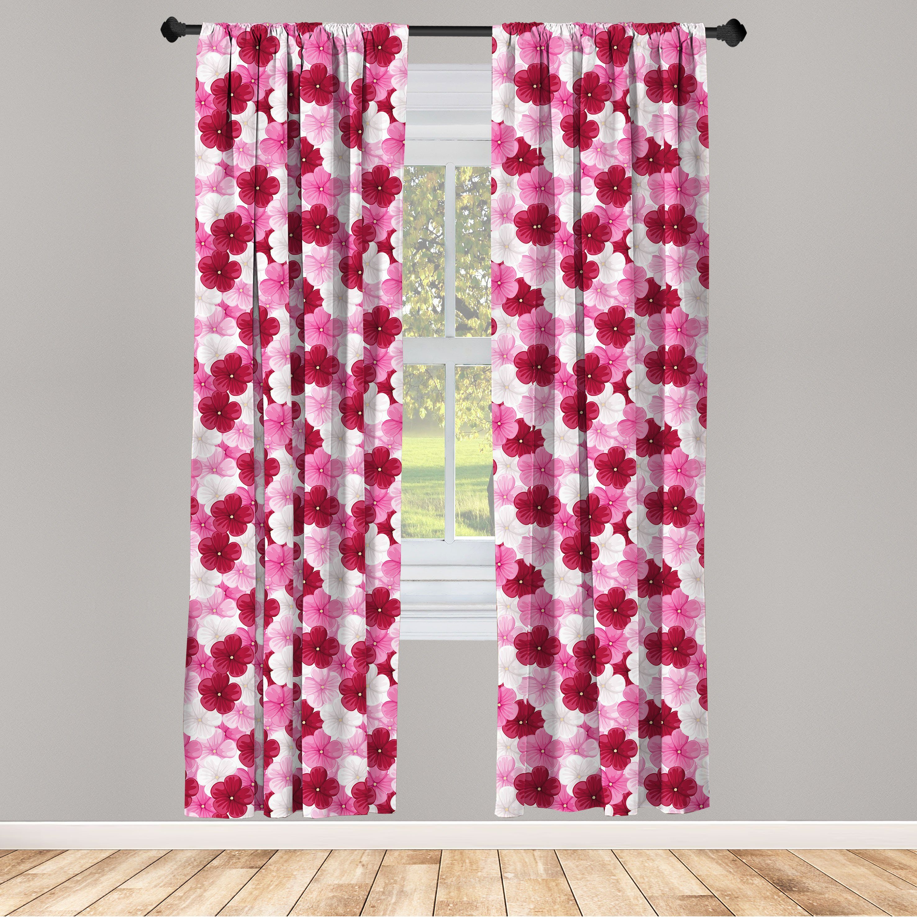 Gardine Vorhang für Wohnzimmer Schlafzimmer Dekor, Abakuhaus, Microfaser, Blumen Blossom Malve Blume