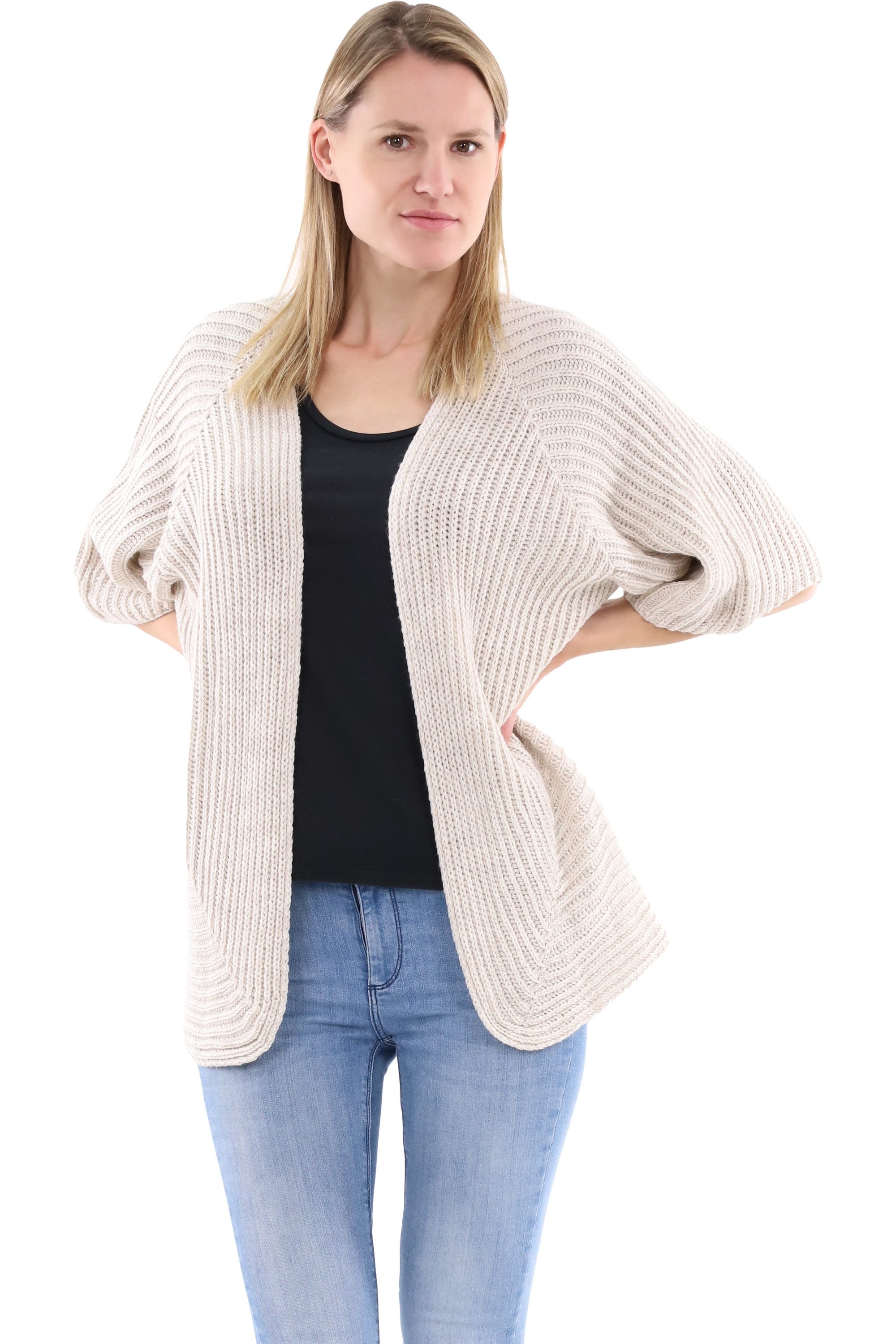 malito more than fashion Cardigan malito Damen Strickjacke, schicker Cardigan, moderne Wolljacke, offene Strick Jacke Einheitsgröße