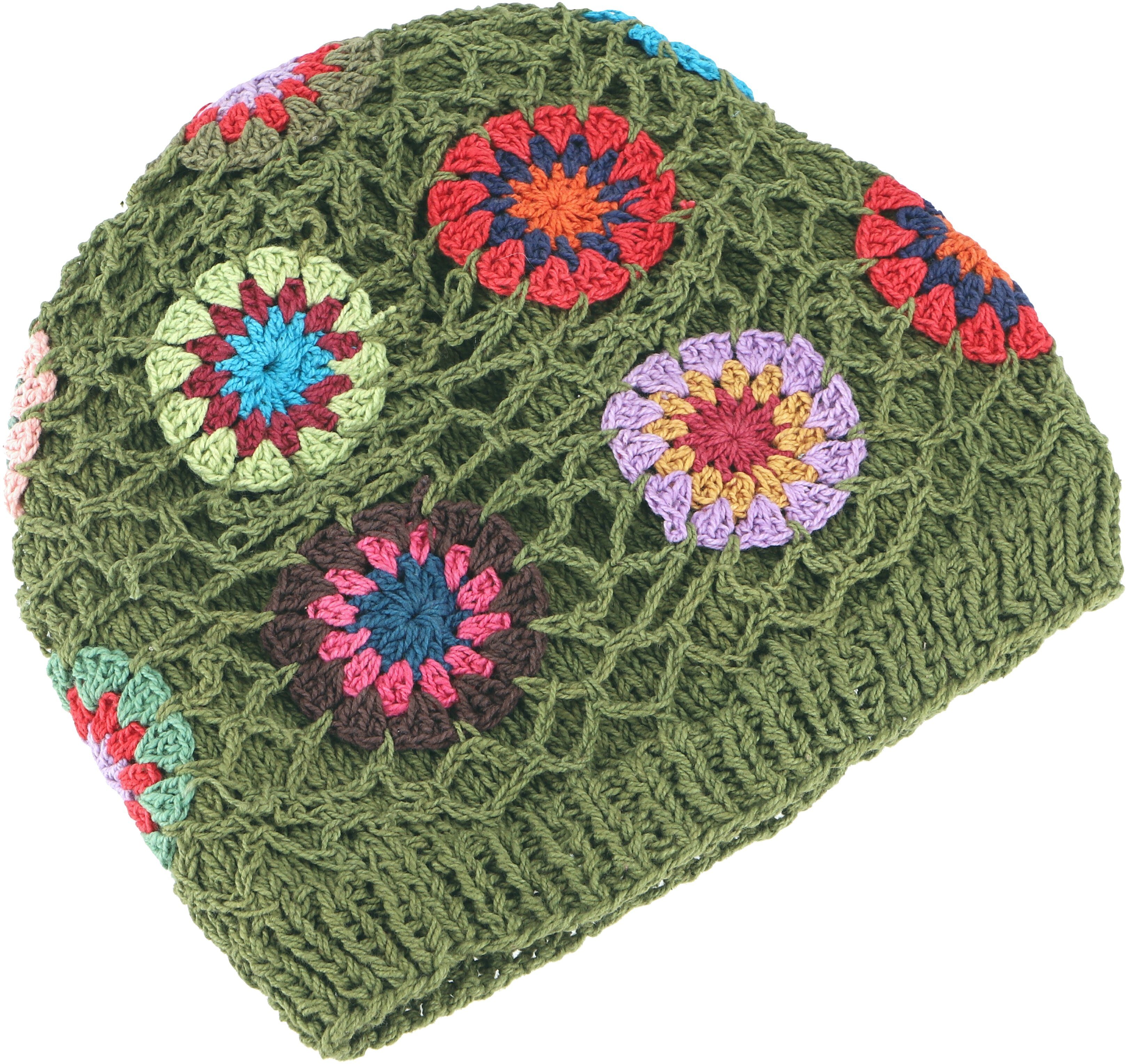 Guru-Shop Strickmütze Bunte Beanie, Baumwoll-Häkelmütze Granny squere.. günstig online kaufen