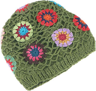 Guru-Shop Strickmütze Bunte Beanie, Baumwoll-Häkelmütze Granny squere..