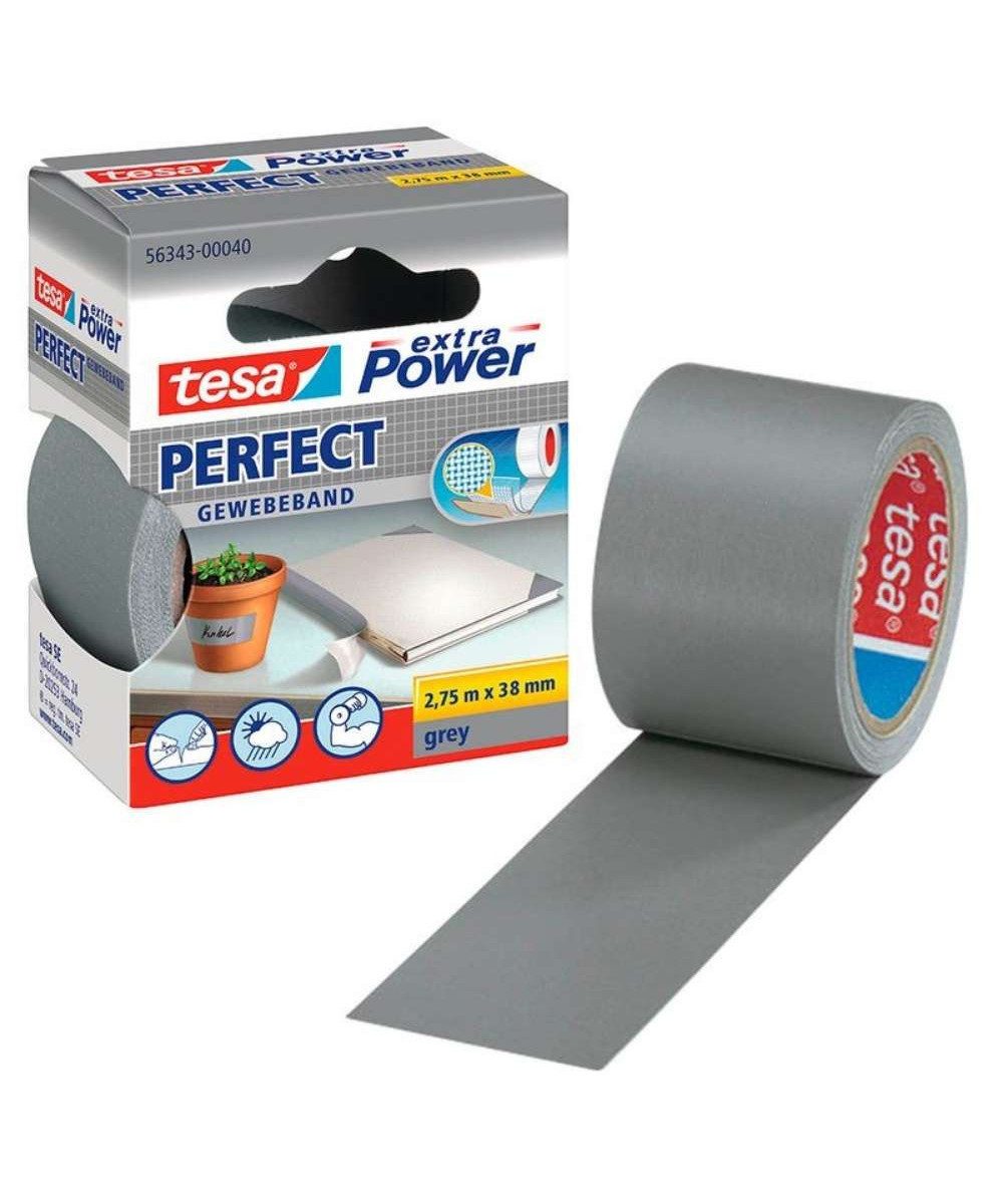 Klebeband tesa extra Power® Perfect Gewebeband grau (38,0 mm x 2,75 m)