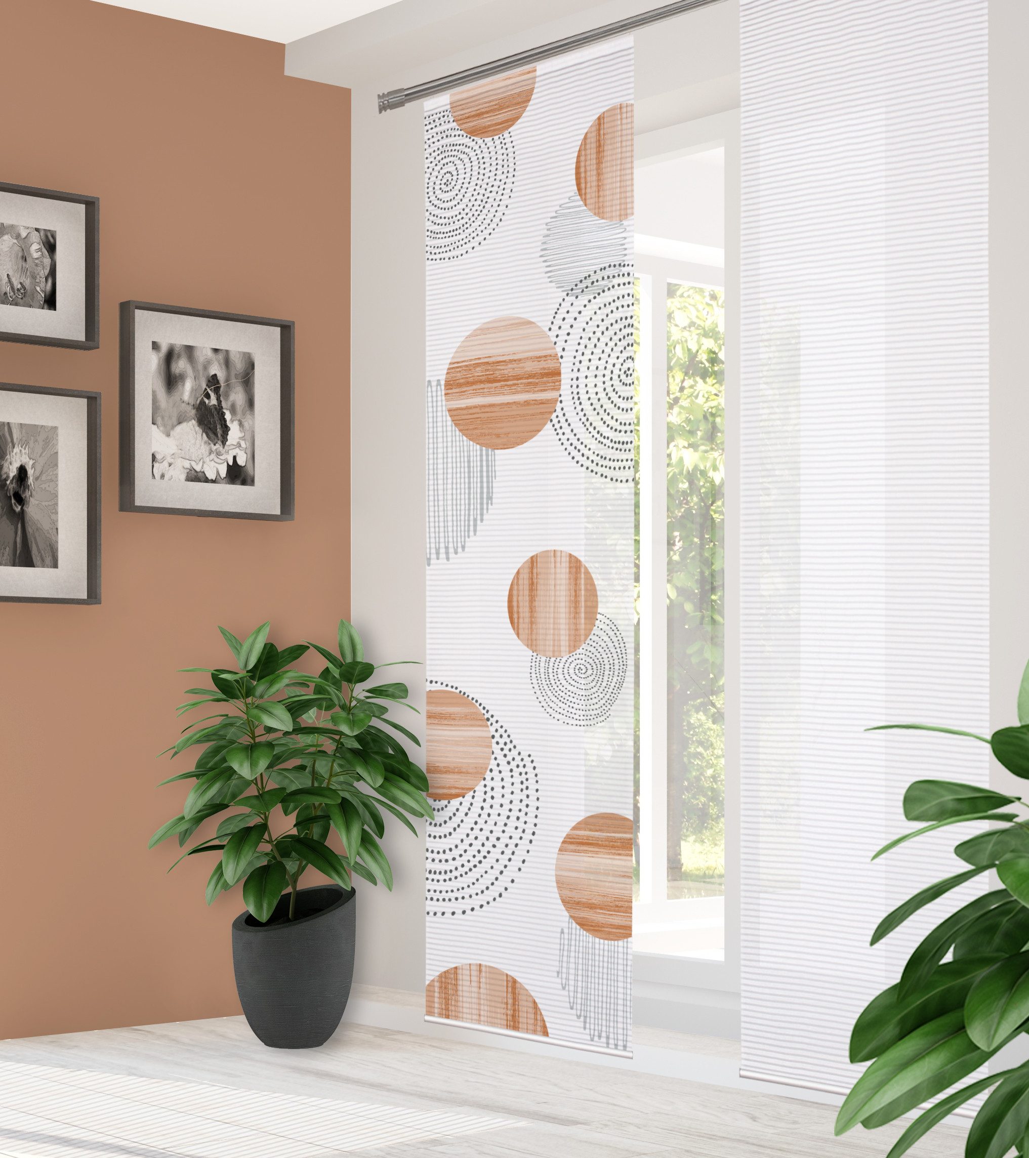 HOME in green Schiebegardine NEOMI (1 St), Paneelwagen, halbtransparent, Digitaldruck, Bambus, recycelt