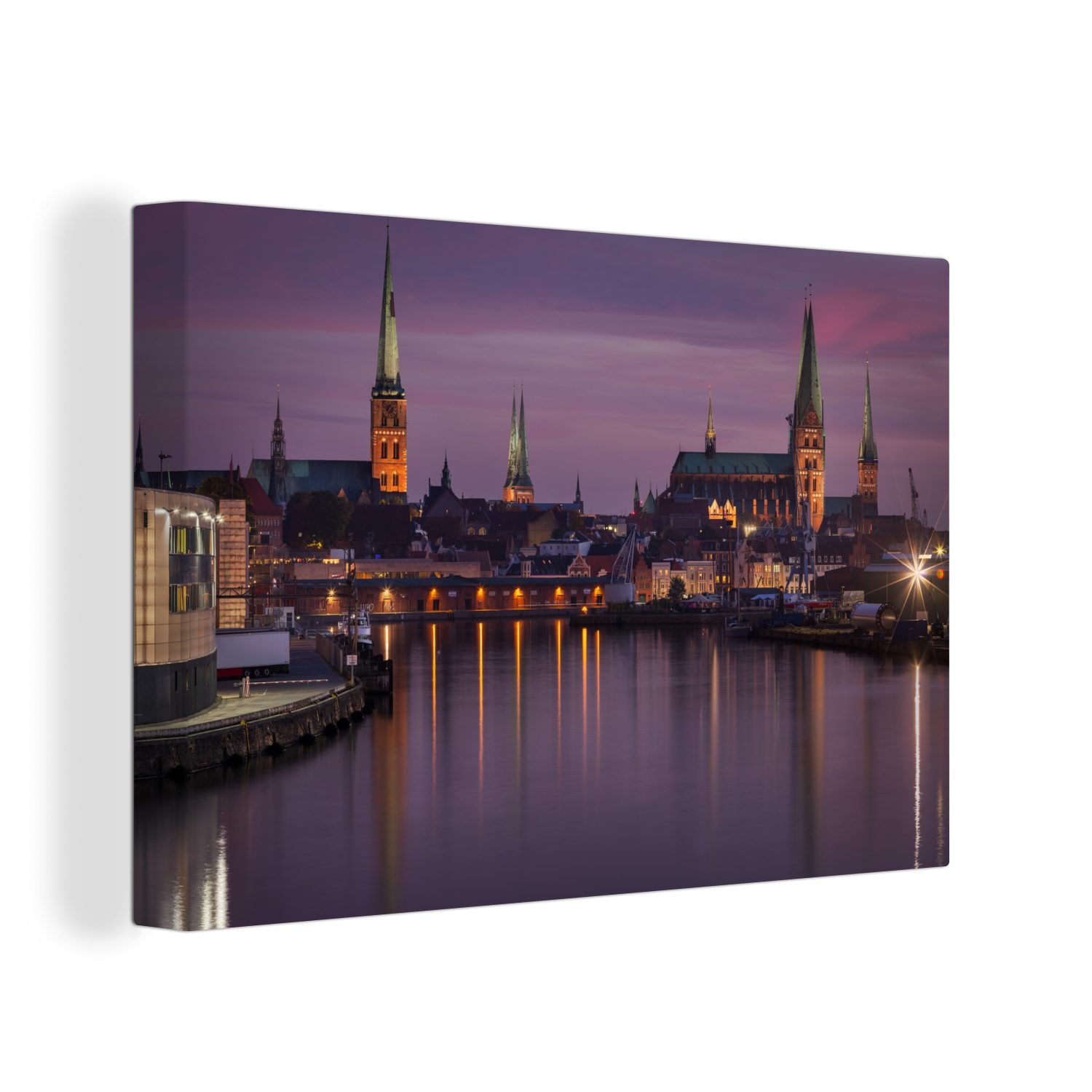 OneMillionCanvasses® Leinwandbild Lübeck am Abend mit günstig online kaufen