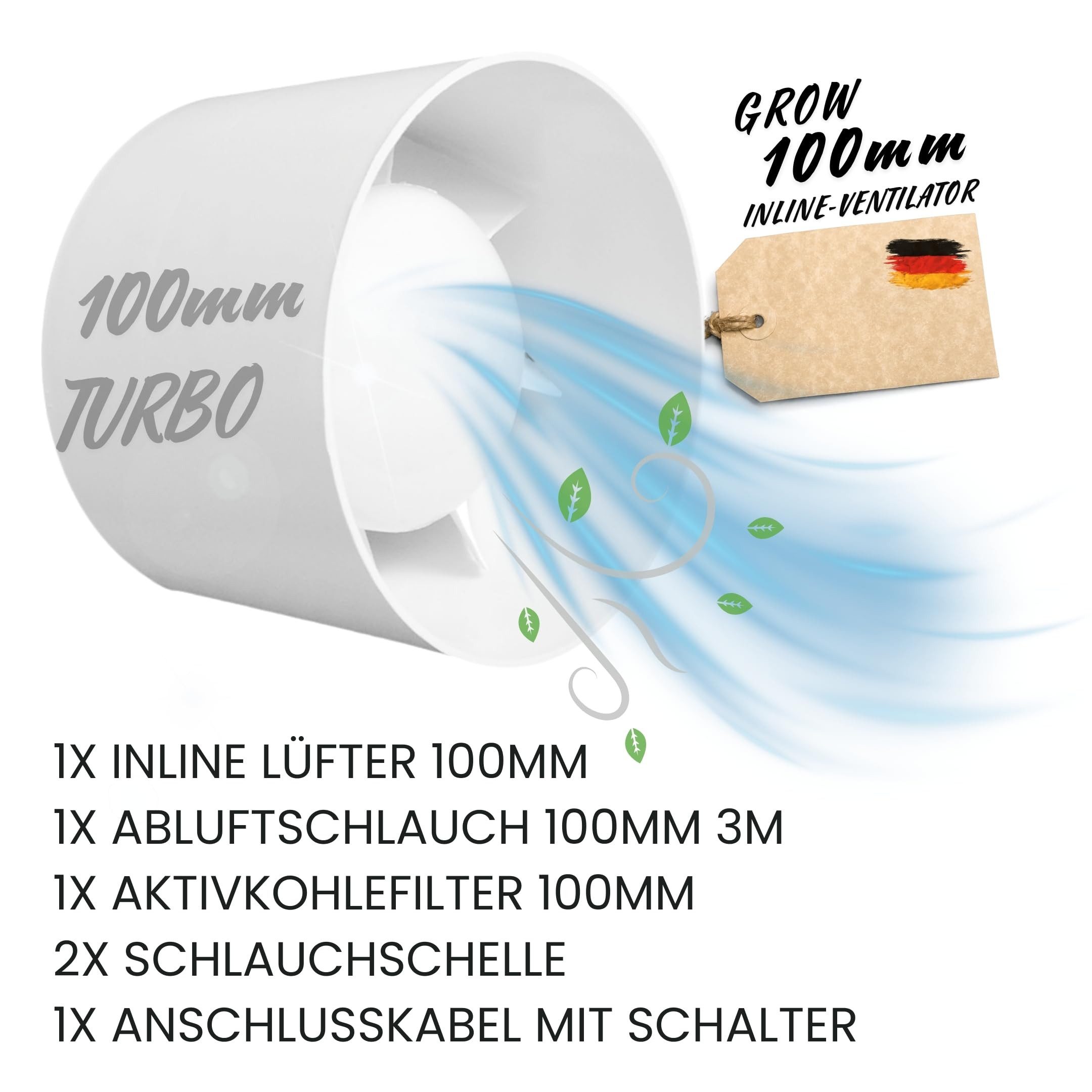TronicXL Turboventilator Grow Abluft Set 100mm Belüftung Set für Growbox Lü günstig online kaufen