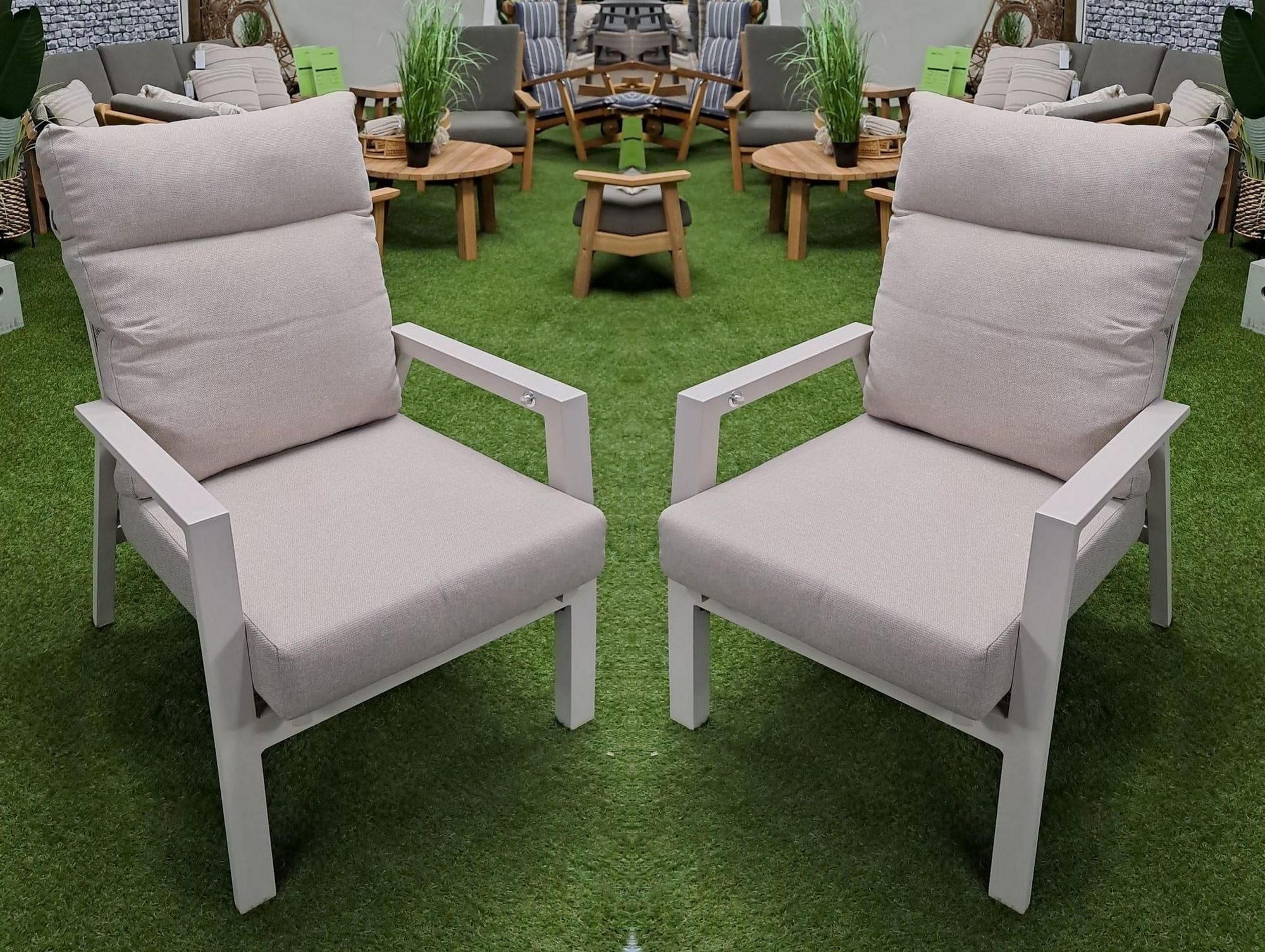 Gartensessel Lesli Living Loungesessel im 2er-Set "Ohio Crema" beige-grau