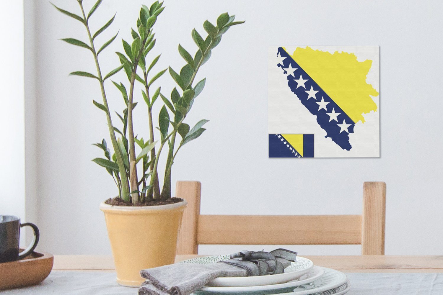 OneMillionCanvasses® Leinwandbild Eine Illustration von in Schlafzimmer Bosnien (1 und Wohnzimmer St), für Herzegowina Leinwand Farben den Flagge, Bilder der