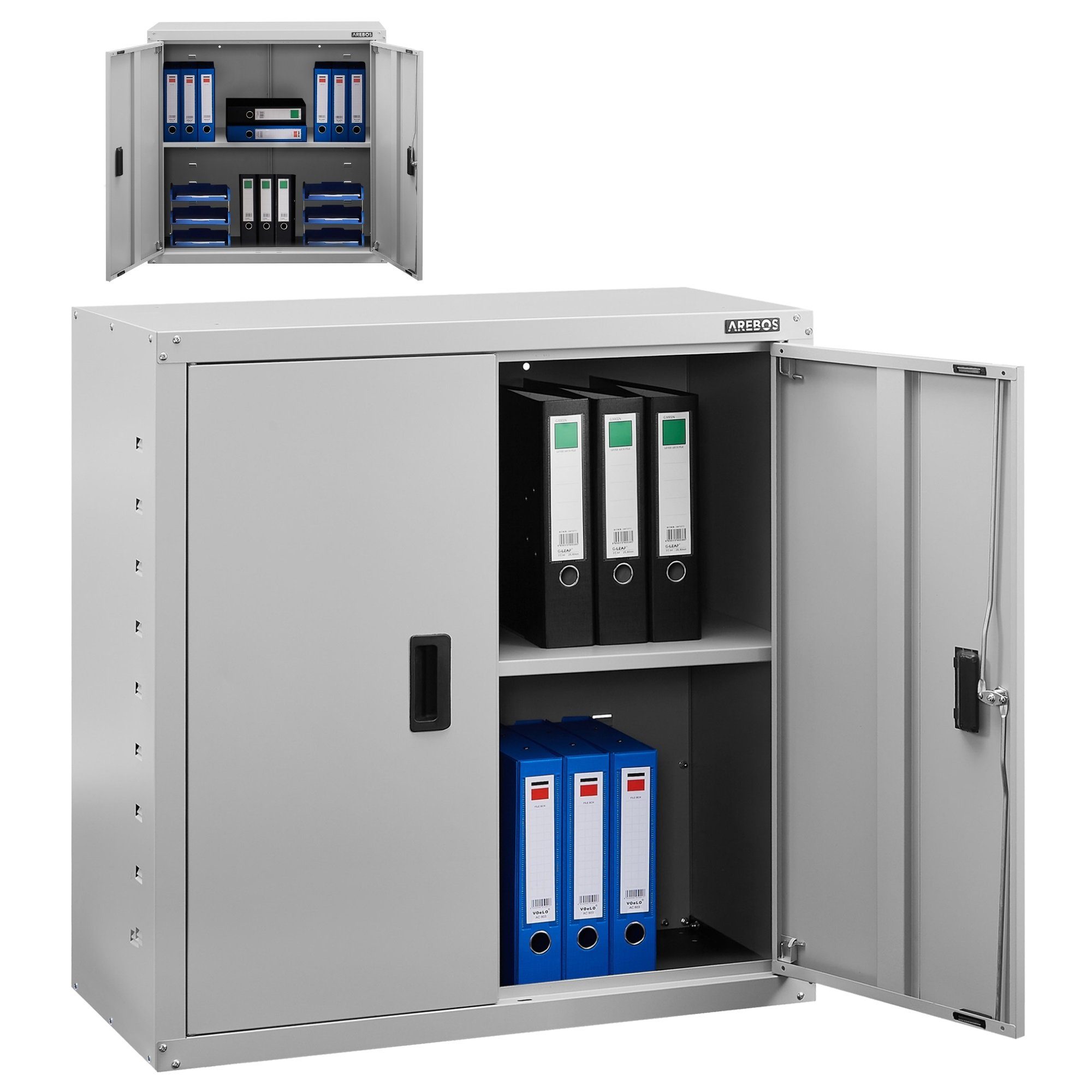 Arebos Aktenschrank Büroschrank Lagerschrank Materialschrank 90x90x40cm günstig online kaufen