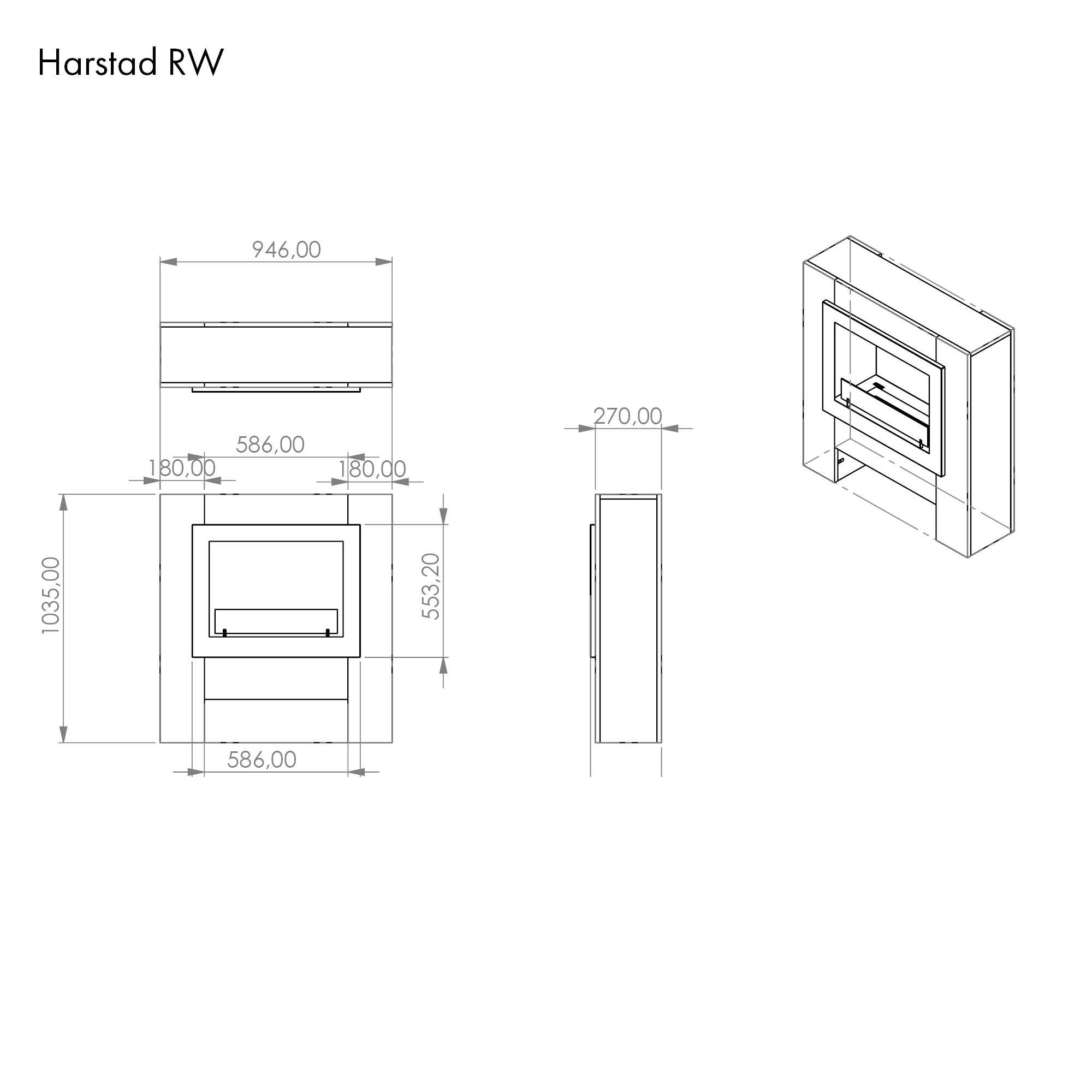 GLOW FIRE Echtfeuer-Dekokamin Harstad RW Ethanol Kamin, Bioethanol Kamin mit 3h Brenndauer, Heizleistung bis 2 kw
