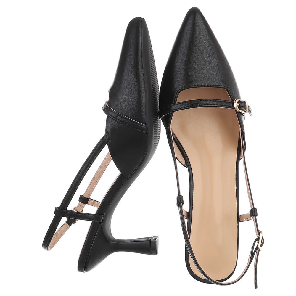 Ital-Design Damen Slingback-Pumps mit spitzer Spitze und Absatz Schnürpumps (91742467) Pfennig-/Stilettoabsatz Pumps in Schwarz