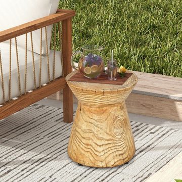 COSTWAY Beistelltisch Gartentisch, Sitzhocker, aus Stein