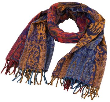 Guru-Shop Halstuch Weicher Pashmina Schal Boho Stola - pink/mustard