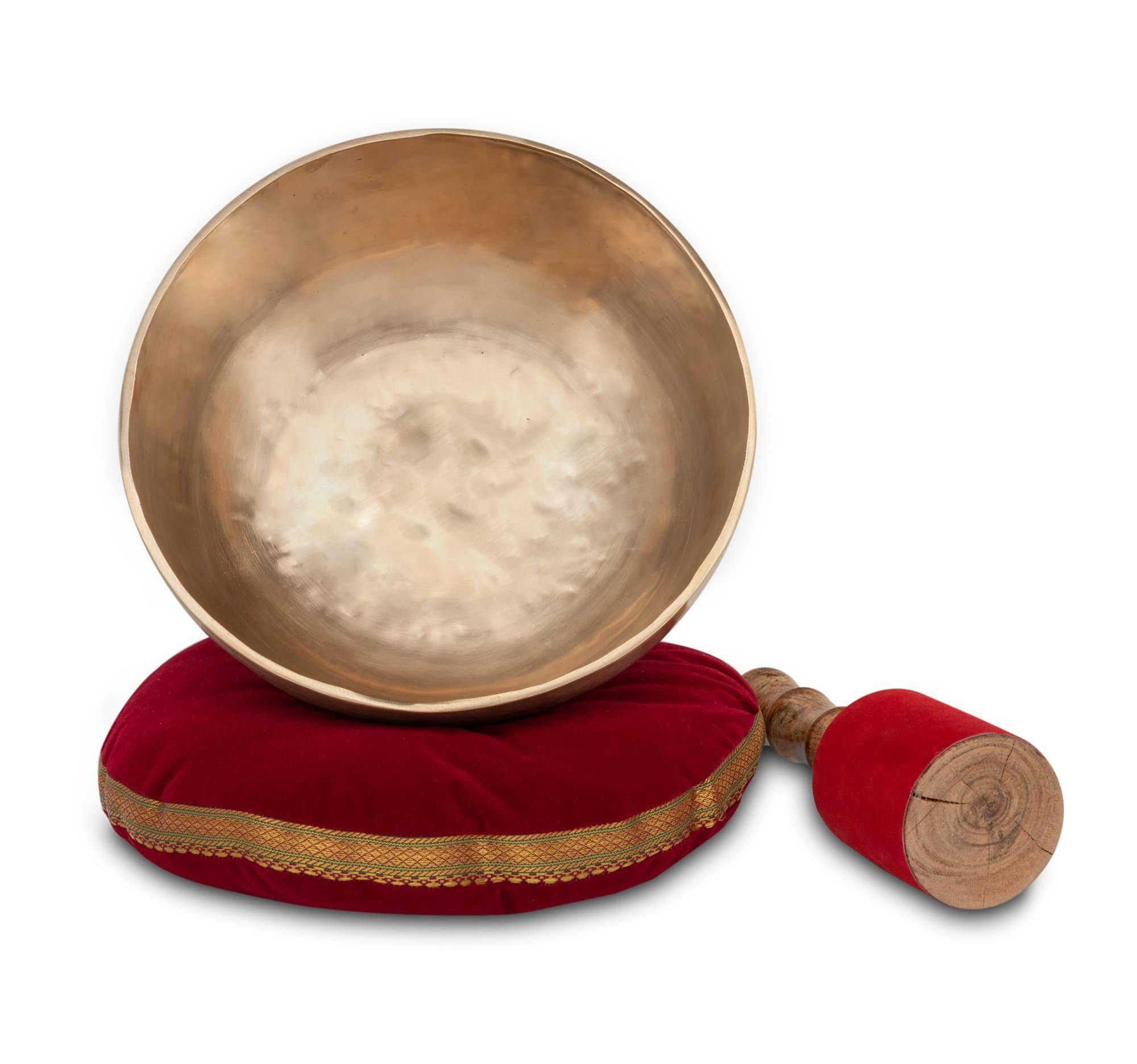 XDrum Klangschalen Therapeutic Klangschale Ton F / 1400g Komplett Set - Kissen & Schlägel, handgemachte Bronzelegierung für Herz-Chakra (Anahata)