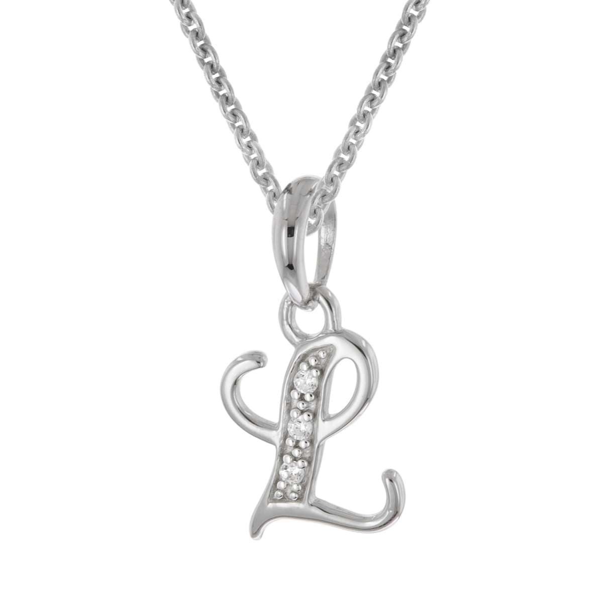 trendor Kette mit Anhänger 21240-L, Mit Buchstaben L 925 Silber Rhodiniert