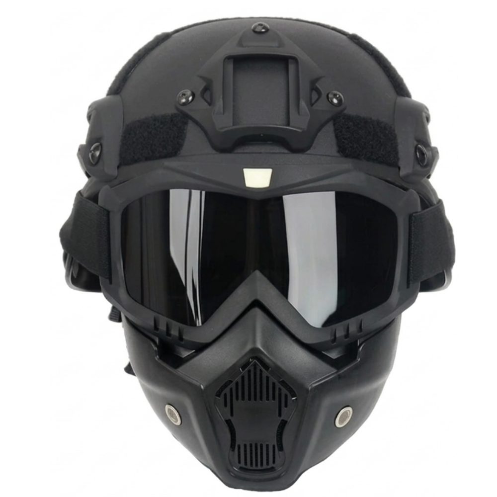 Athlix Allroundhelm Taktischer Vollgesichts-Schutzhelm 4-Punkt-Aufhängungssystem, Struktur mit Seitengittern, Front-Halterung für Nachtsichtgeräte