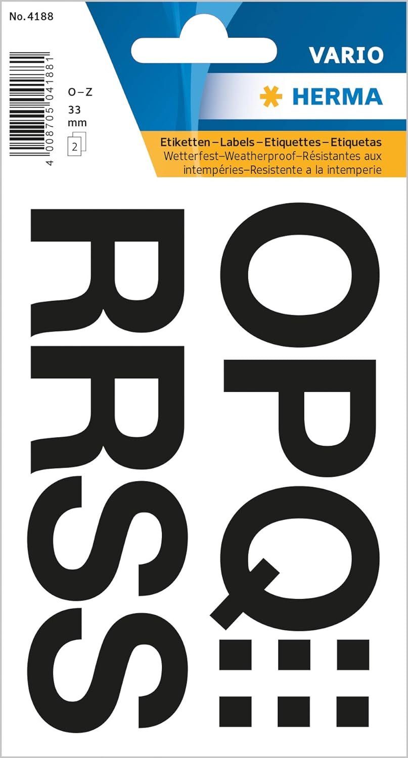 HERMA Ярлики HERMA Buchstaben-Sticker O-Z, Folie schwarz, 33 mm