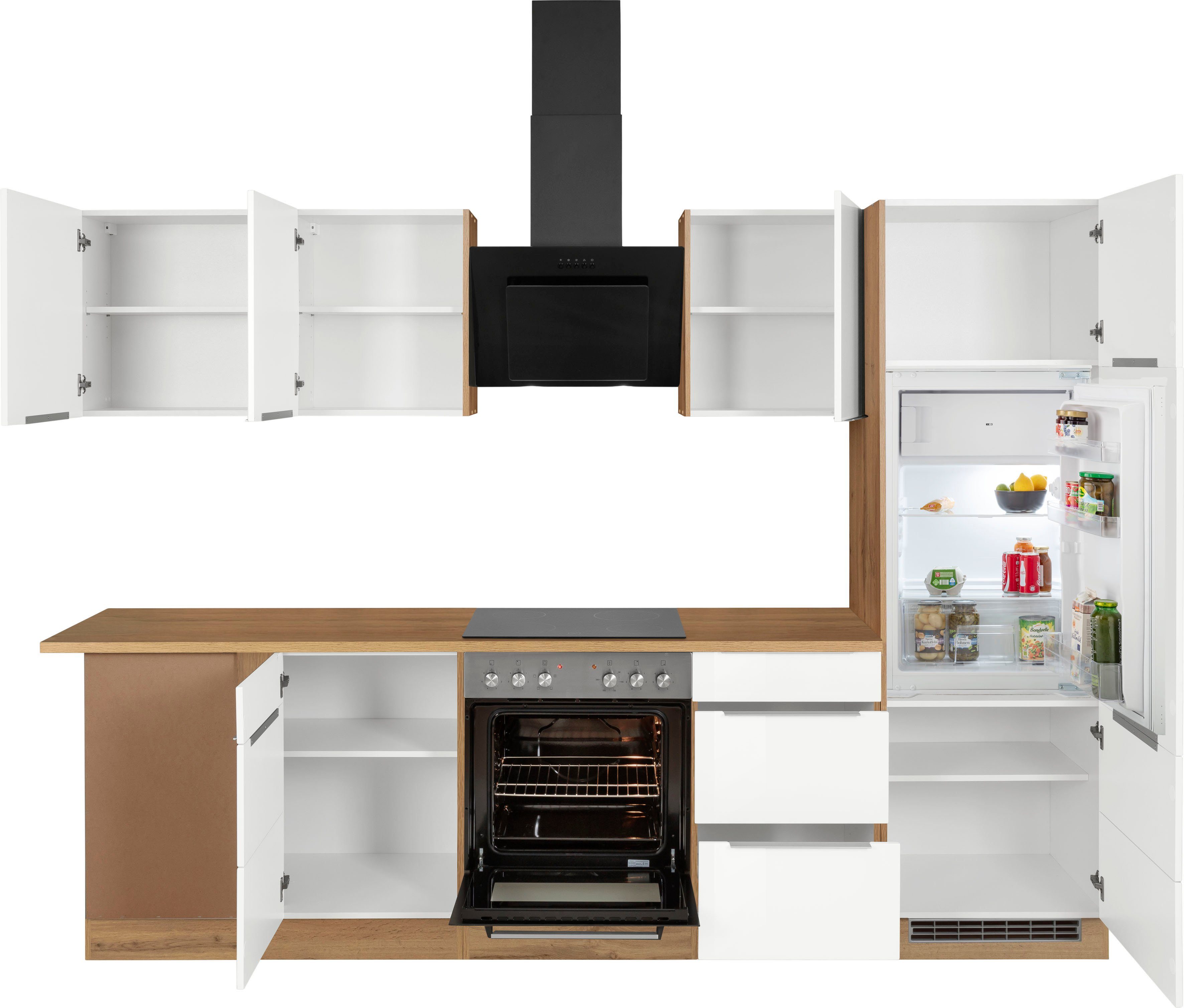 KOCHSTATION Winkelküche KS-Brindisi, Stellbreite 220/280 cm, wahlweise mit E-Geräten, mit MDF-Fronten