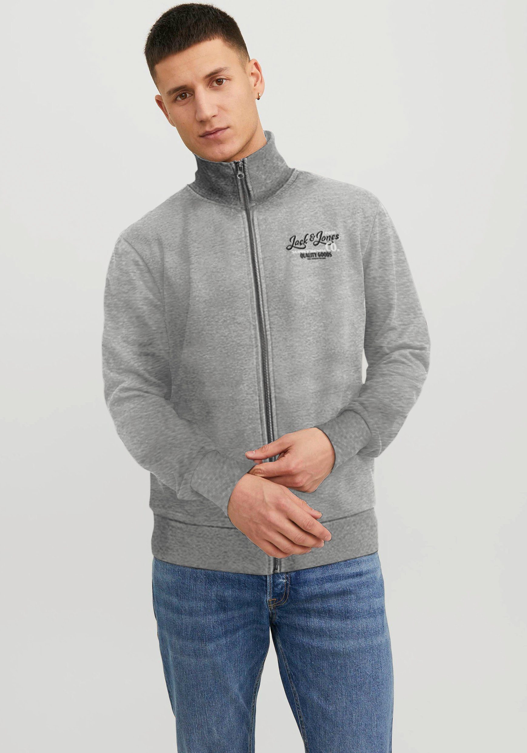 Jack & Jones Sweatjacke JJ JJANDY SWEAT ZIP HIGH NECK Light Grey Melange