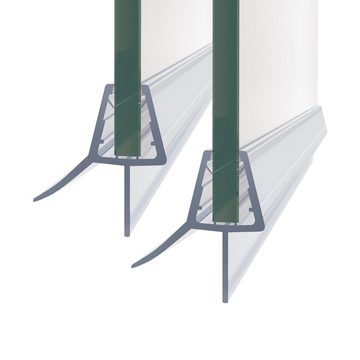 Boromal Duschdichtung 4 Stück Ersatzdichtung Wasserabweiser für 4-6mm Glas Duschtür, L: 100 cm, (Wasserabweiser Schwallschutz für Glastür, 4-St., gerade Glastür), mit zwei Lippen zur unteren Abdichtung