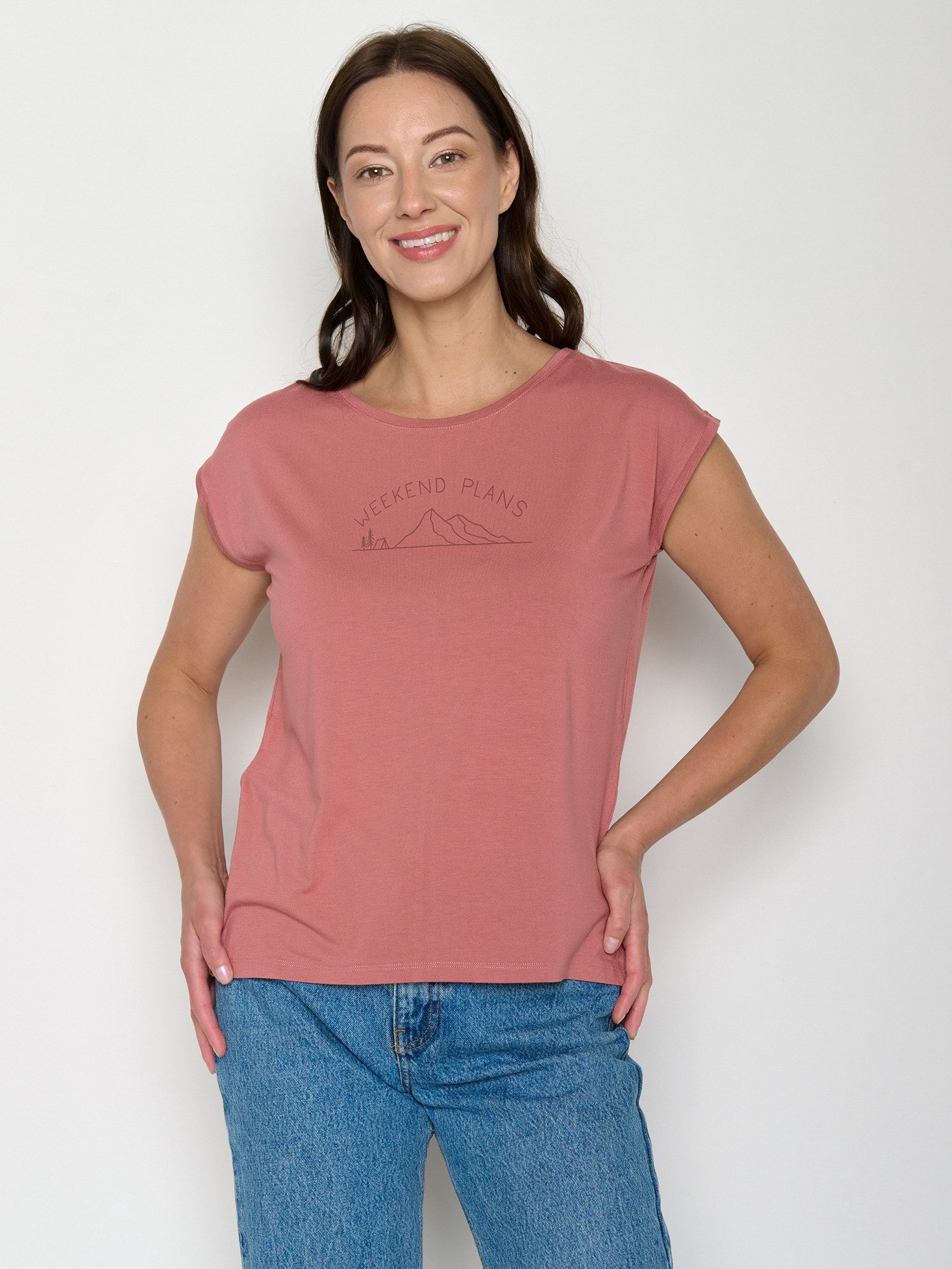 GreenBomb T-Shirt Timid Weekend Plans (1-tlg., 1) lockerer kurzer Schnitt, ohne Ärmel, weicher Fall