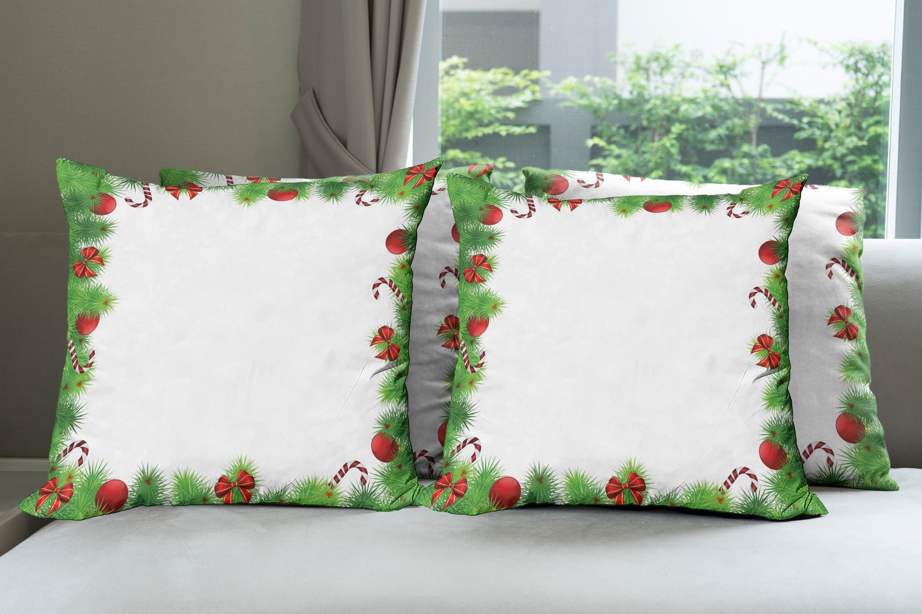 Accent Pine (4 Weihnachten Modern Bögen Digitaldruck, Stück), Abakuhaus Doppelseitiger Kissenbezüge rote