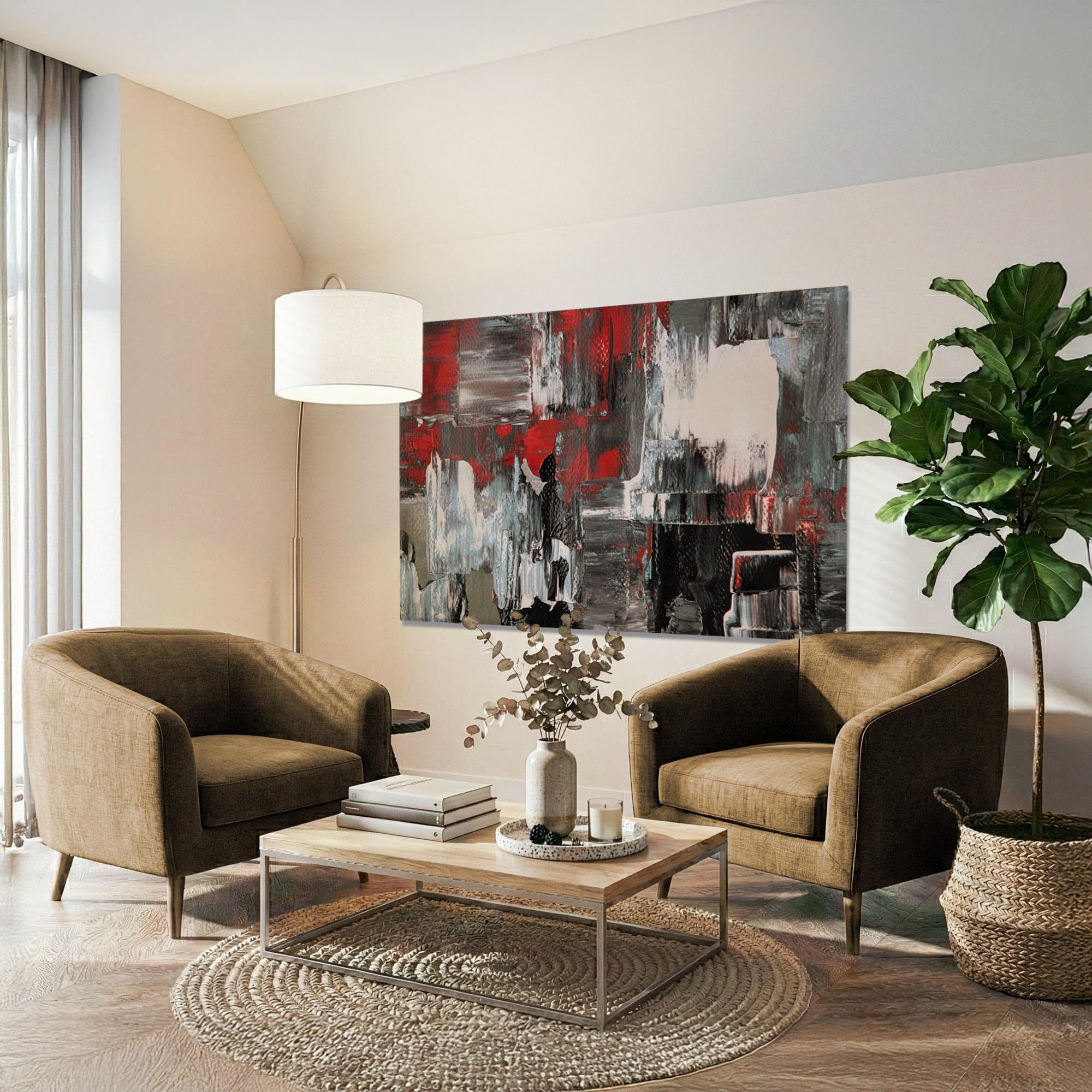 framed concept Leinwandbild Akustikbild auf Leinwand (Canvas) HD-Eco-Solvent-Druck, (Schallabsorbierend Holzrahmen 60×40 cm 90×60 cm 120×80 cm), Geräuschdämmendes Bild für Büro, Wohnzimmer & Konferenzraum