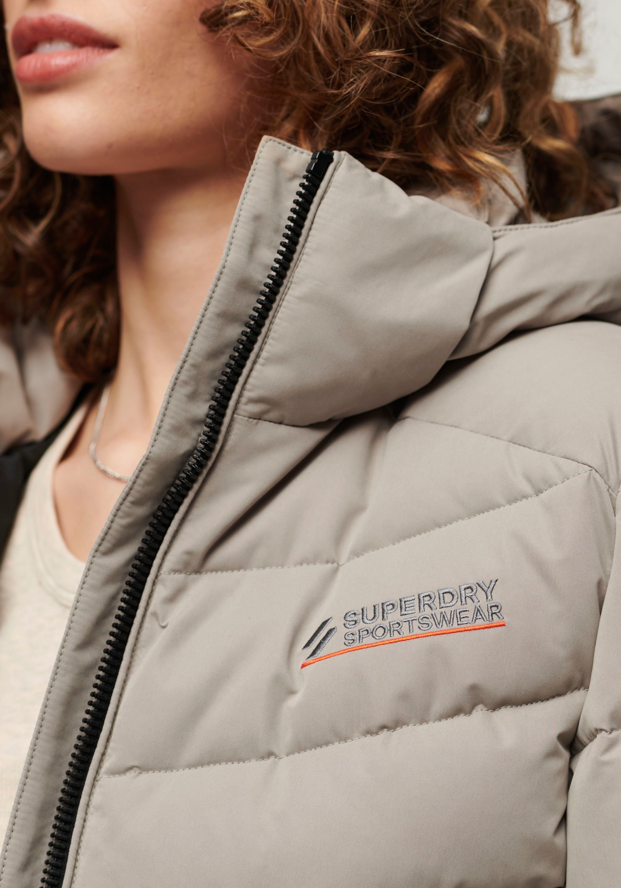 Superdry Steppjacke HOODED JKT MICROFIBRE Grey PADDED Winter Stone