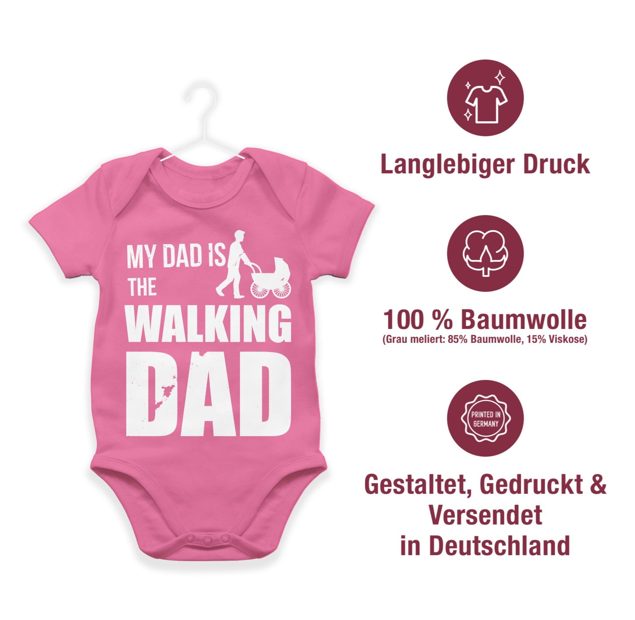 Shirtracer Shirtbody My Dad is the Mädchen Junge & Dad Baby Strampler weiß Walking Pink 3