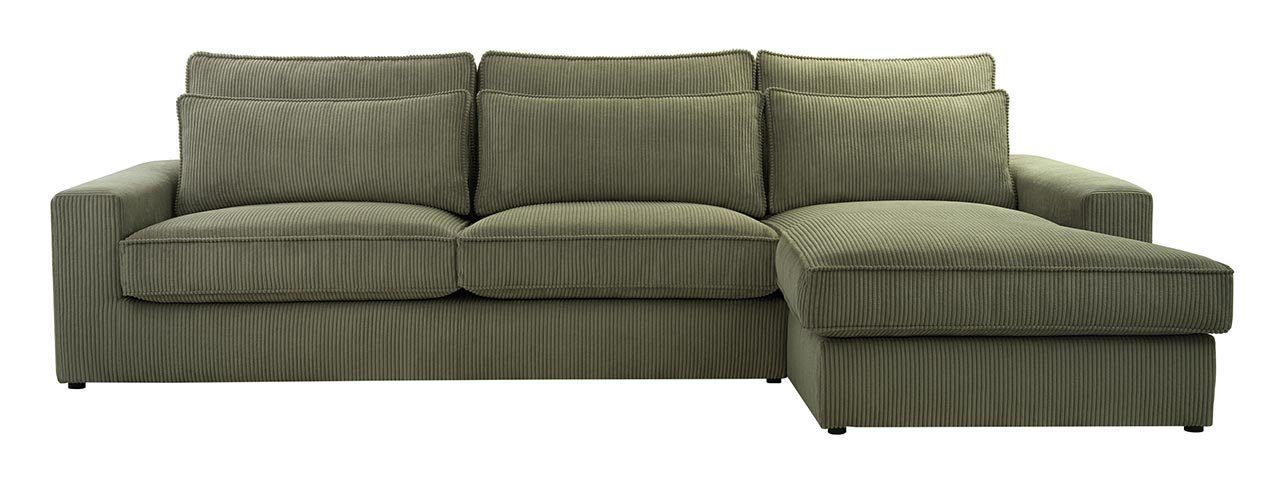 Lincoln Couch, Ecksofa MKS modern CANES, mit Form Kissen, lose Grün - L Ecksofa MÖBEL