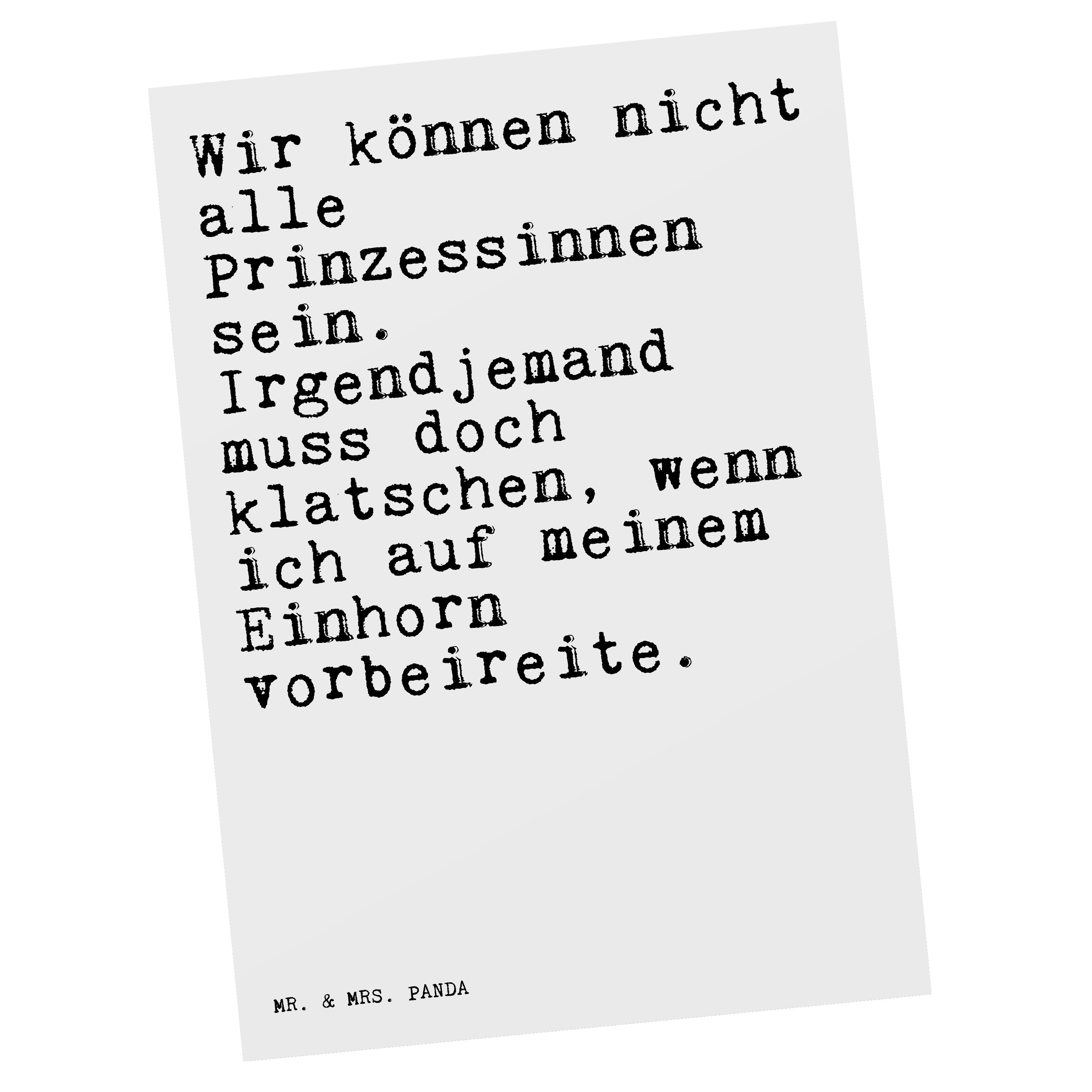 Postkarte Wir können nicht alle... - Weiß - Geschenk, Einhörner, Dankeskarte, R