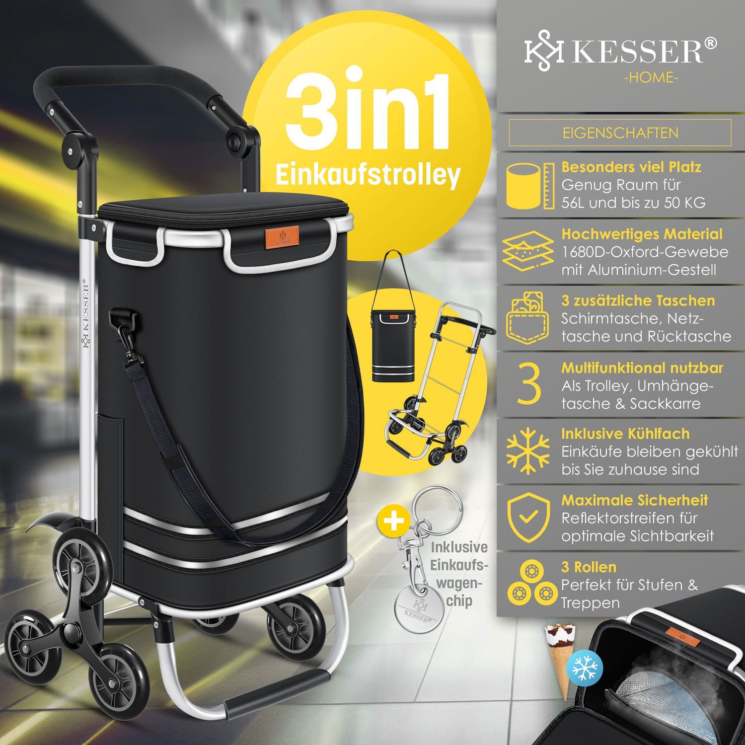 KESSER Einkaufstrolley, Einkaufstrolley mit Kühlfach ideal für Stufen belas günstig online kaufen