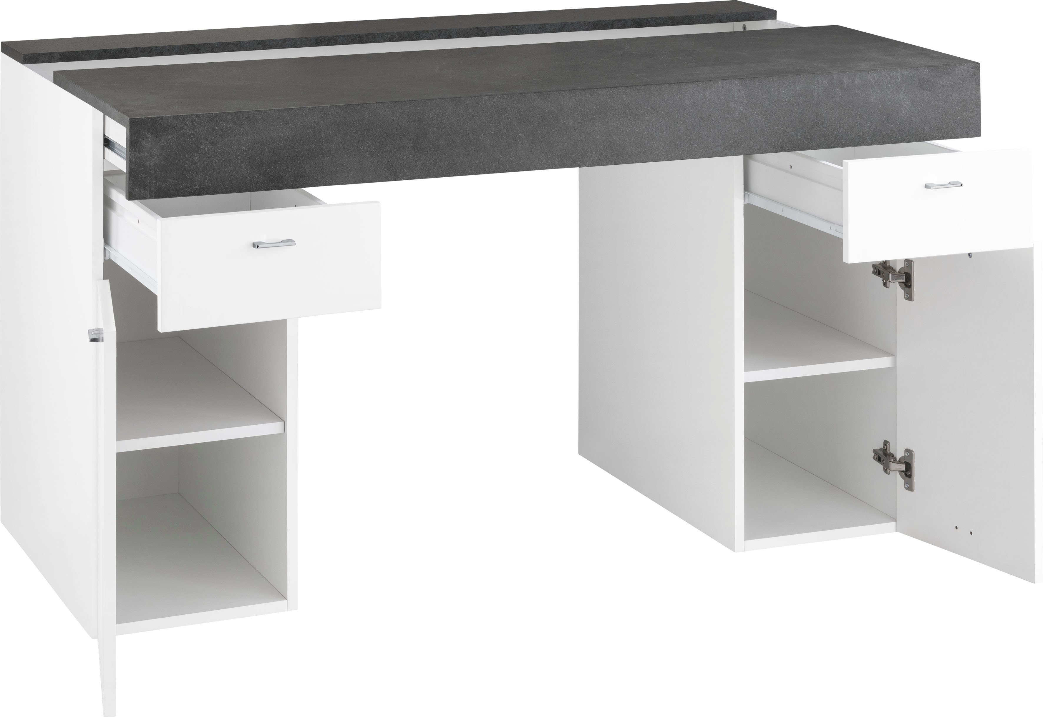 Tischplatte schiefer /schiefer Hochglanz Schreibtisch ausziehbar Tecnos | weiß Sliding,