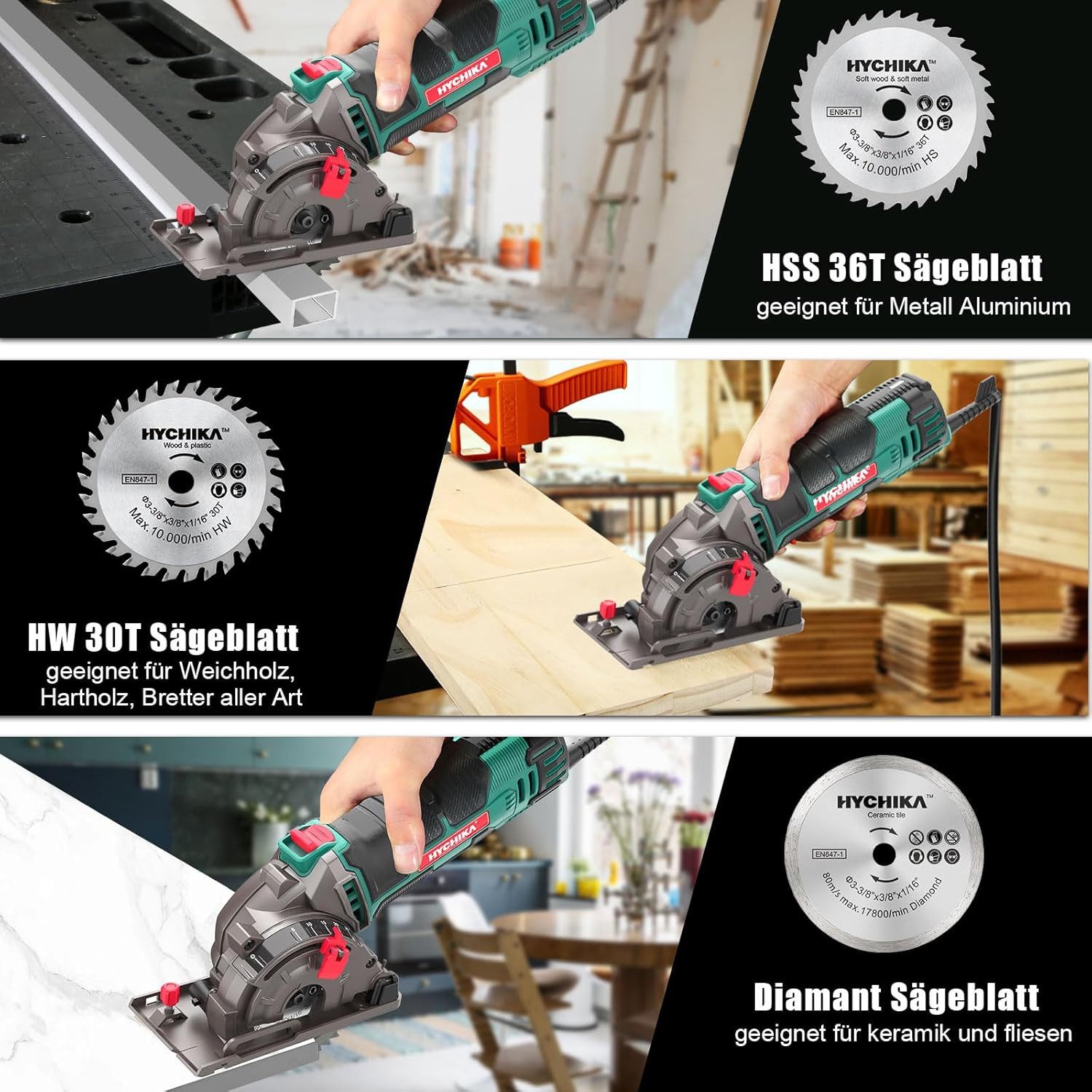 HYCHIKA Handkreissäge HYCHIKA Mini-Handkreissäge mit 3 günstig online kaufen