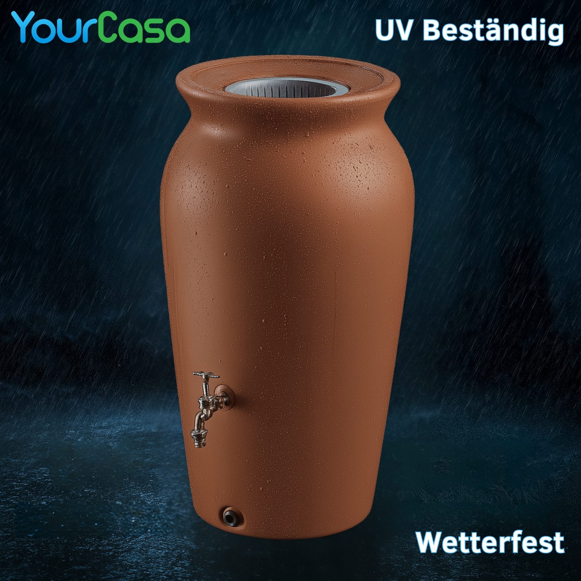 YourCasa Regentonne 120-230 Liter [DropCatcher] mit Filterkorb, 120 l, Frostsicher, Filterkorb, Wasserhahn