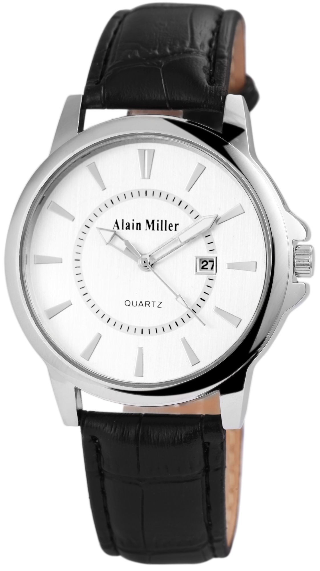 Alain Miller Quarzuhr AM0005 Alain Miller Herrenuhr mit Lederimitationsarmband, Herrenuhr Lederimitation