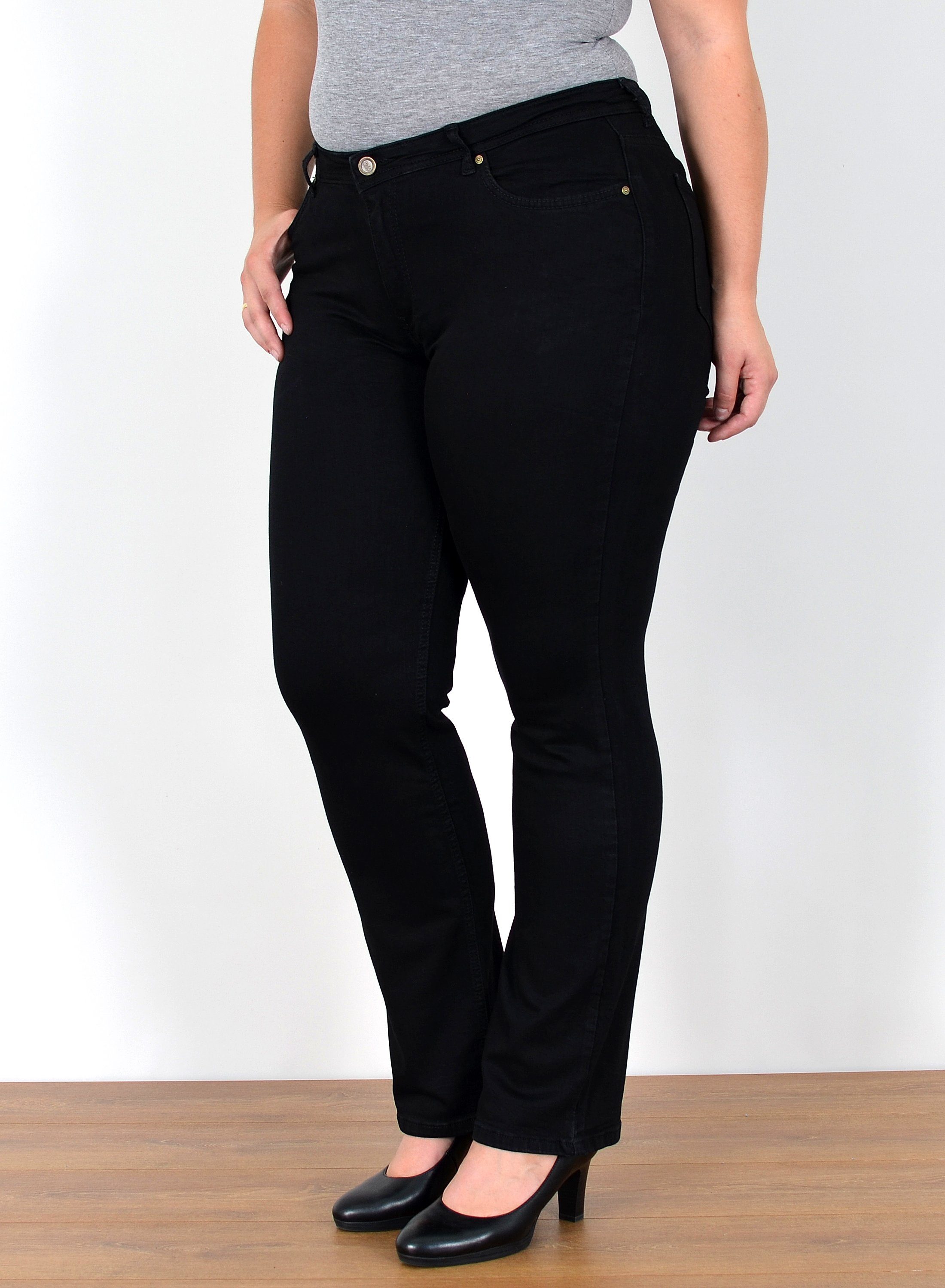 ESRA Straight-Jeans Straight Fit Jeans High Waist Damen Hose Gerade Schnitt, FG3 High Waist Jeans Damen Straight Hose Stretch Jeans bis Übergröße