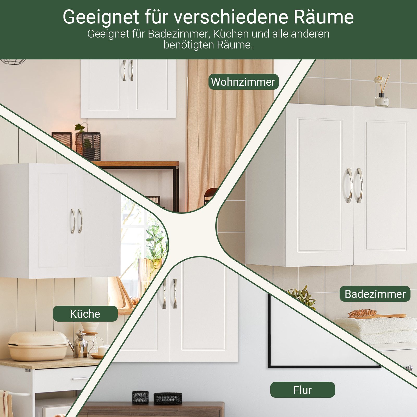 SoBuy Hängeschrank FRG231, Hängeschrank Badezimmerschrank Badschrank Wandschrank Küchenschrank, 30 x 60 x 60 cm, mit 2 Türen, Bad, Küche
