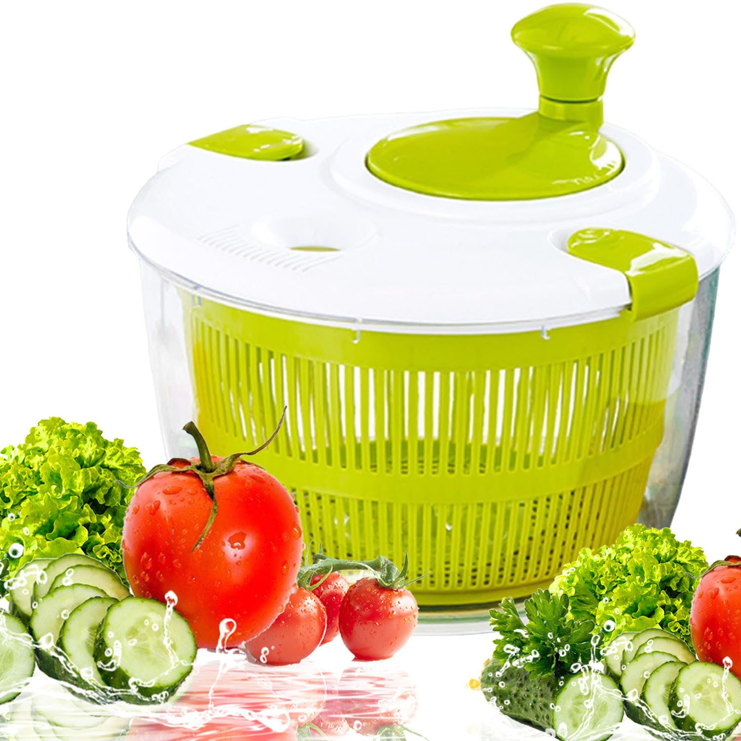 SURFOU Salatschleuder 5L Salad Spinner Mit Deckel Salatschleudern Salatschüssel, Gemüsetrockner Zum Waschen und Trocknen von Salaten Gemüse und Obst