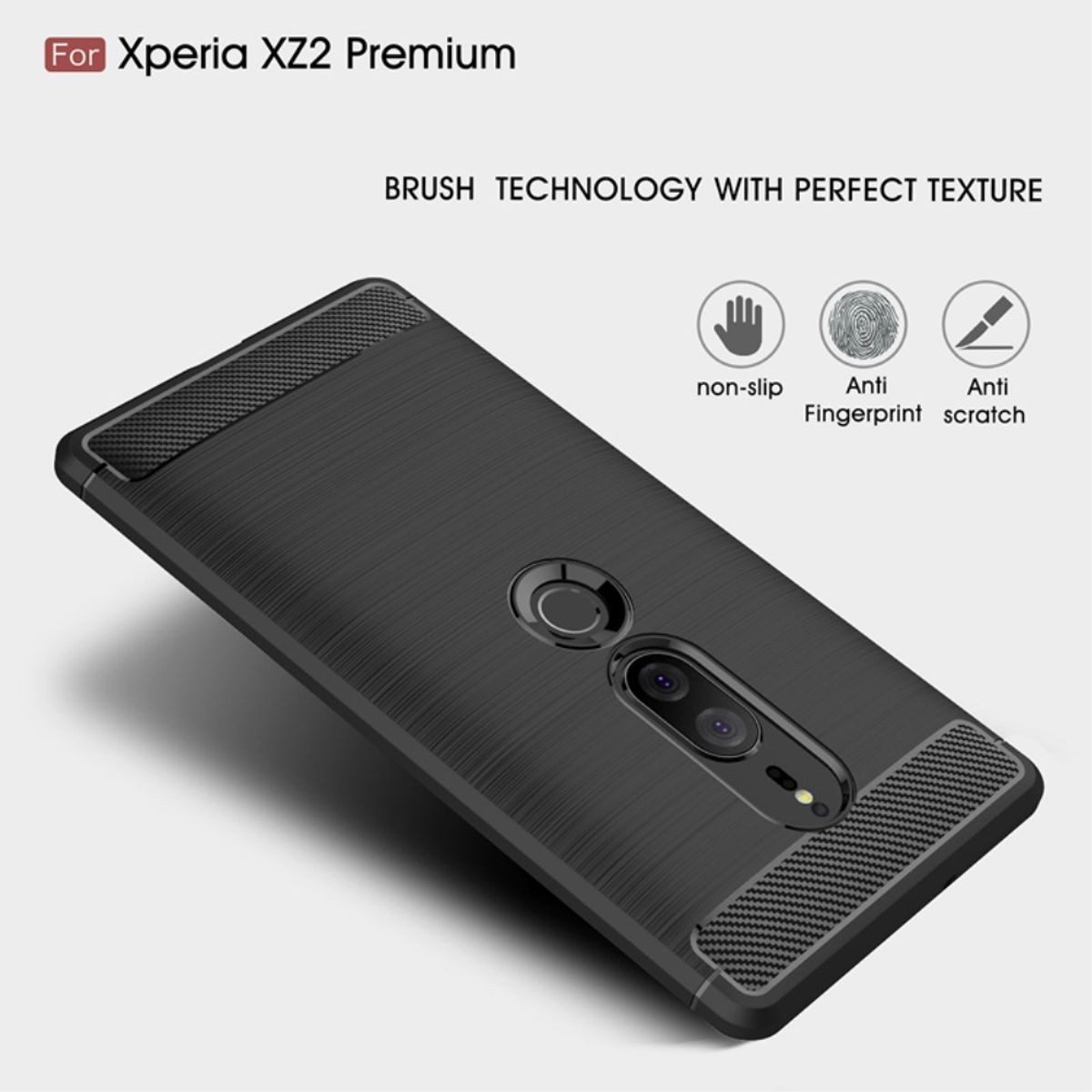 König Design Handyhülle Sony Xperia XZ2 Premium, Sony Xperia XZ2 Premium Handyhülle Carbon Optik Backcover Schwarz