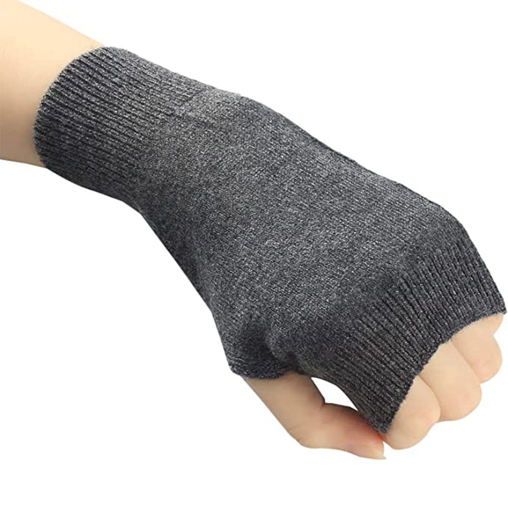 Fingerlose Handschuhe Kamel Pulswärmer 2 zggzerg Halb + Winter Handschuhe, Dunkelgrau Paar Strickhandschuhe Damen