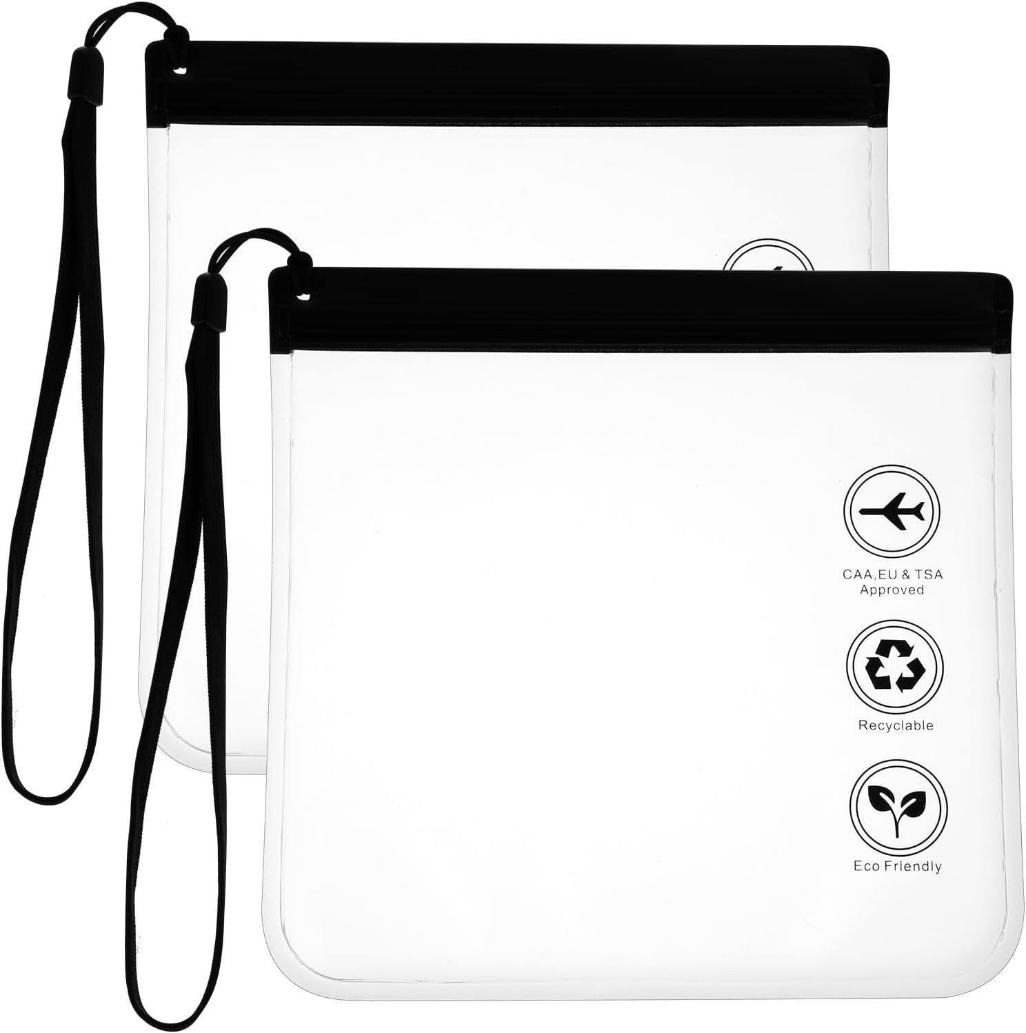Coonoor Kulturbeutel Beutel Flugzeug Flüssigkeiten Beutel 20x20 cm (1 Liter Beutel Flugzeug Reisebeutel, 2-tlg), Reise Gadgets Must Have, Wasserdichter und Auslaufsicher mit Griff