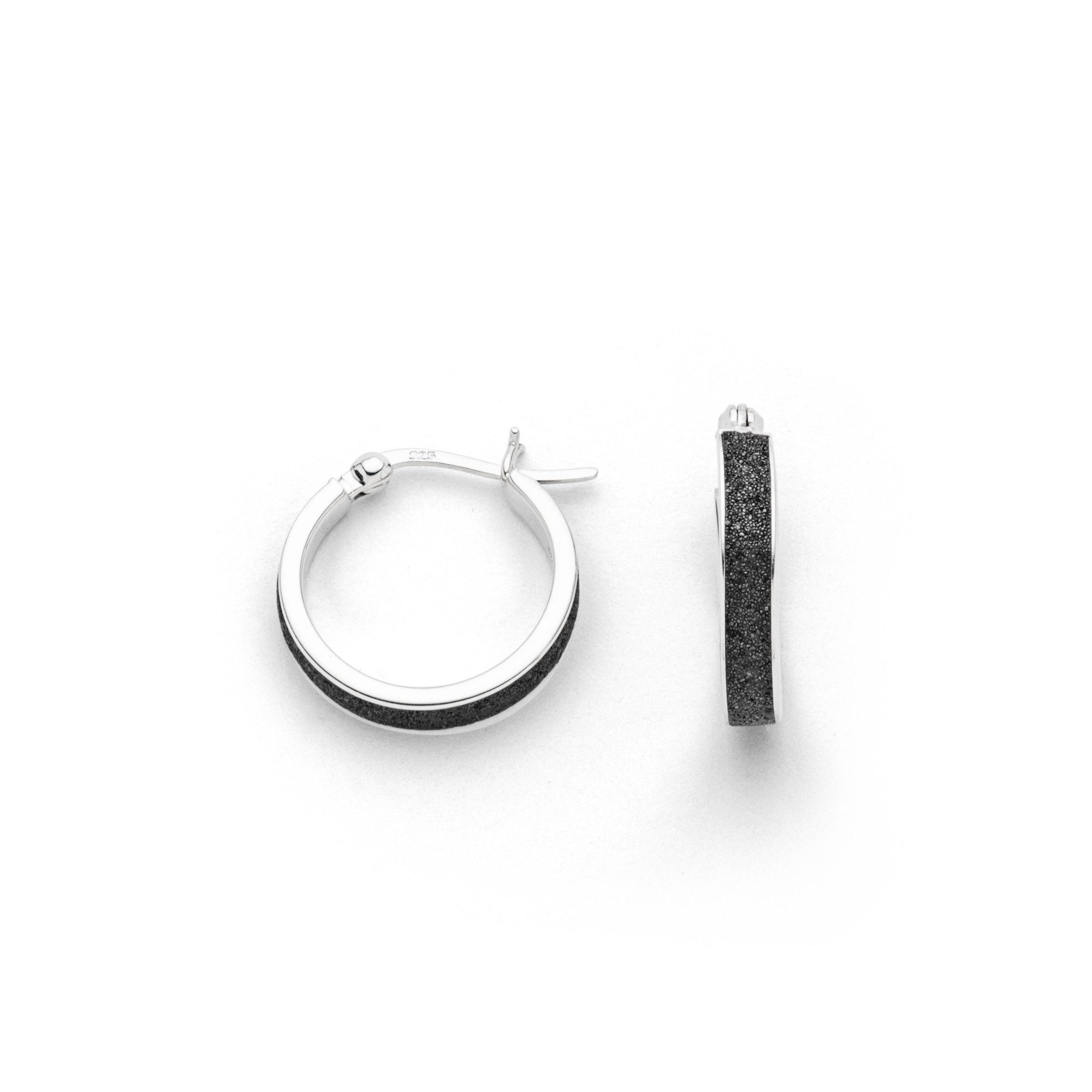 DUR Paar Creolen O5545 925 Silber Lavasand 18,5 mm runde Ohrringe Damen