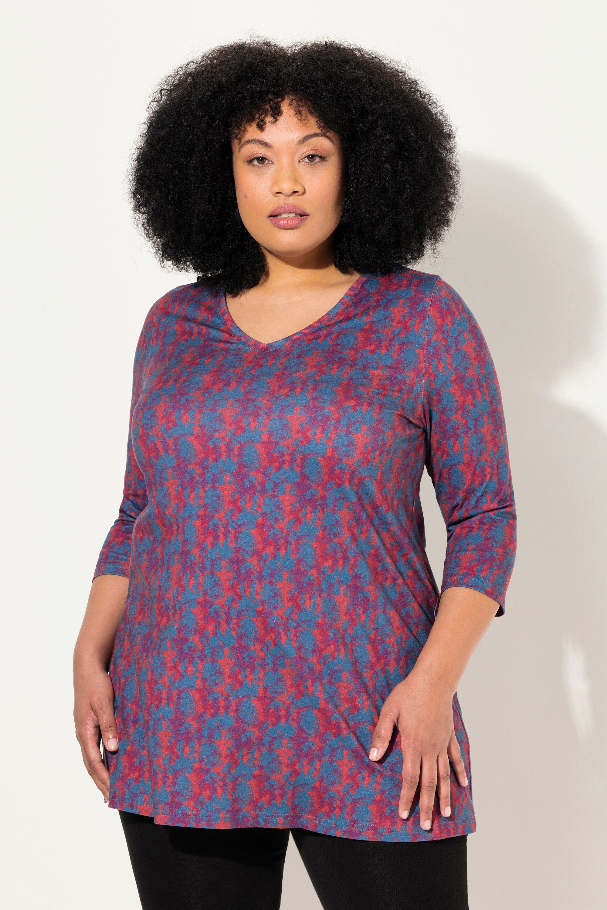 Ulla Popken Longshirt Longshirt Batikmuster A-Linie günstig online kaufen