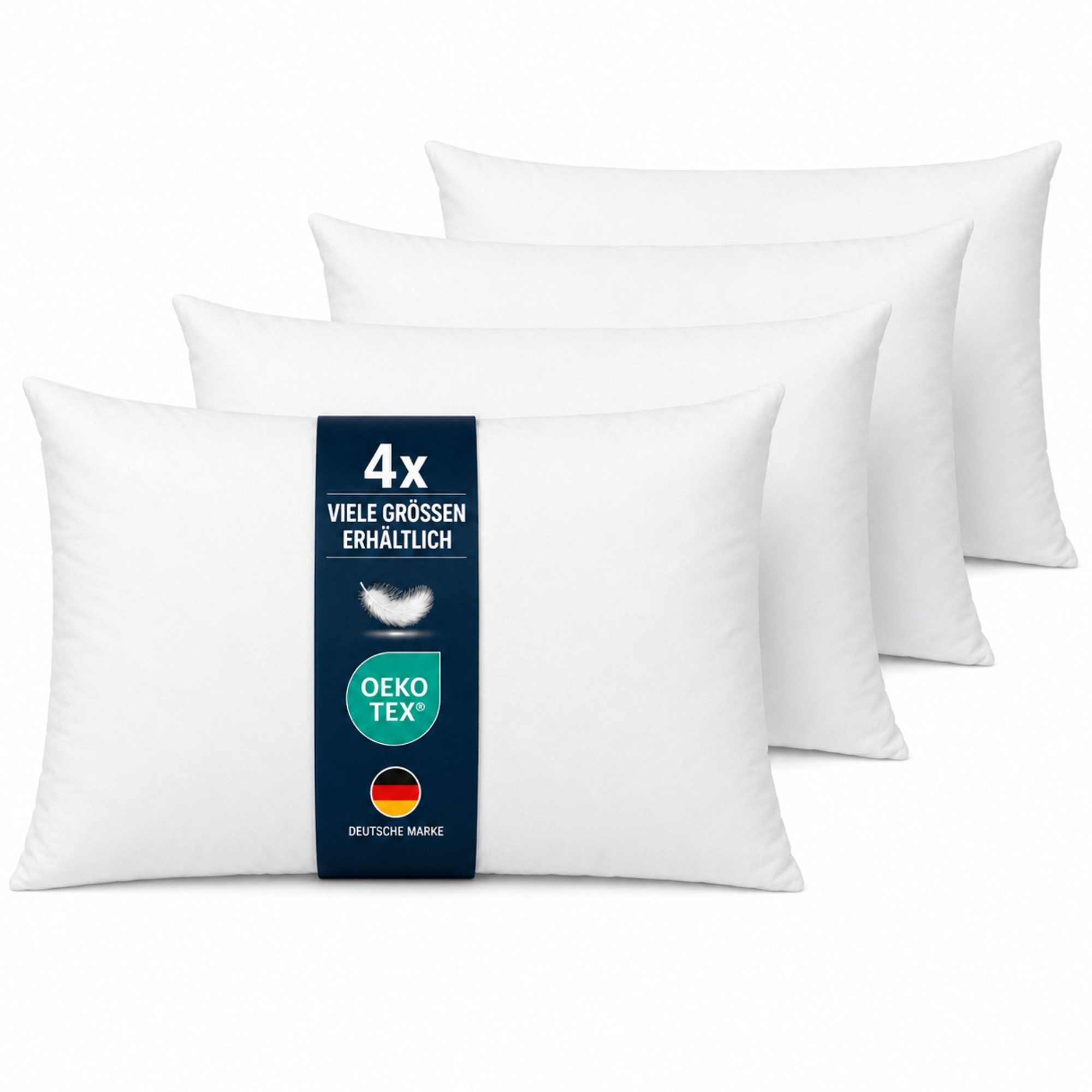 Bestlivings Federkissen Innenkissen für Deko und Schlafzimmer, Füllung: 100% Federn, Bezug: Baumwolle, 4er-Set, hochwertig verarbeitet, atmungsaktiv, formstabil, 40°C waschbar